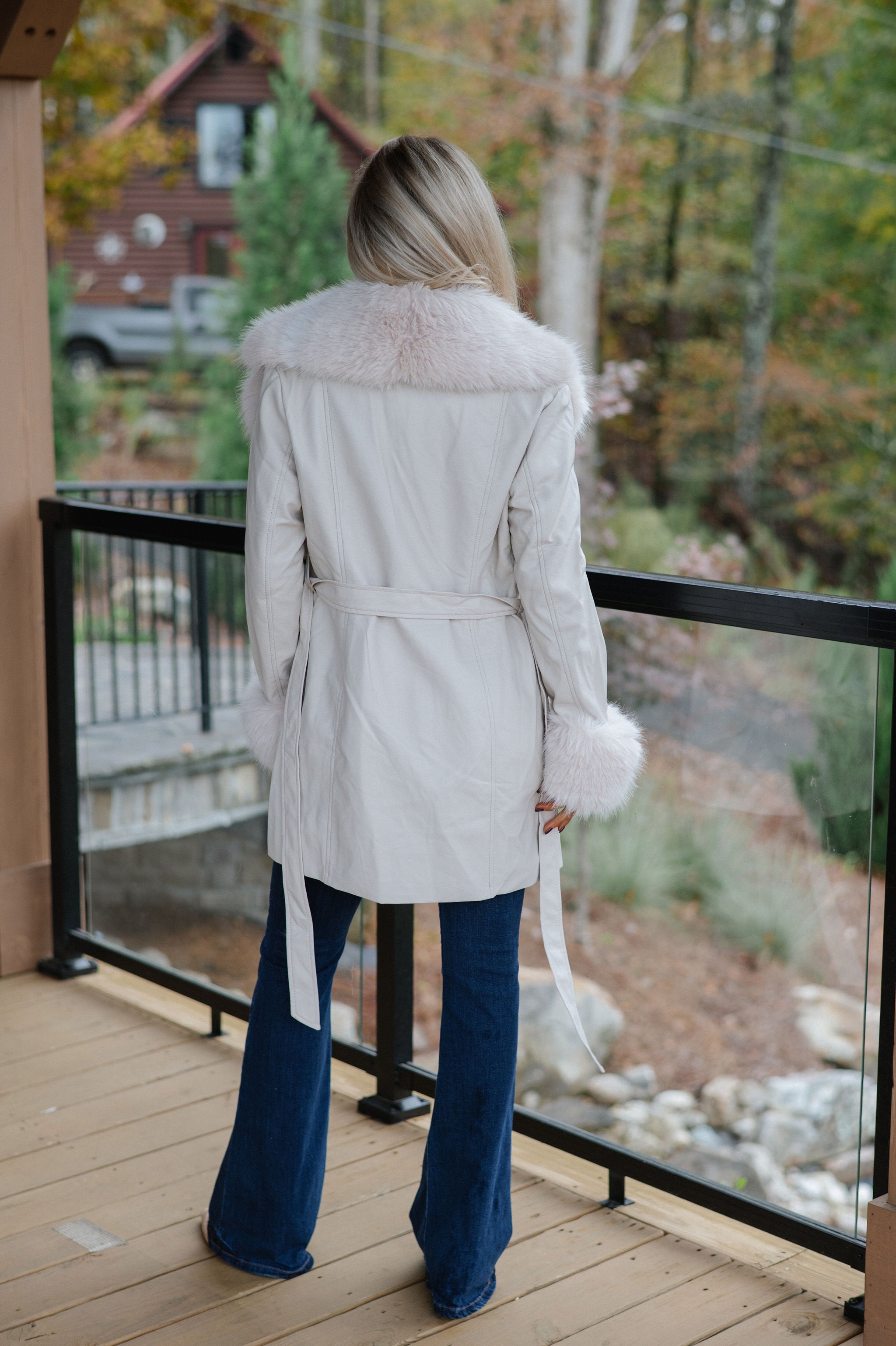 Ginny Fur Trim Coat-Beige