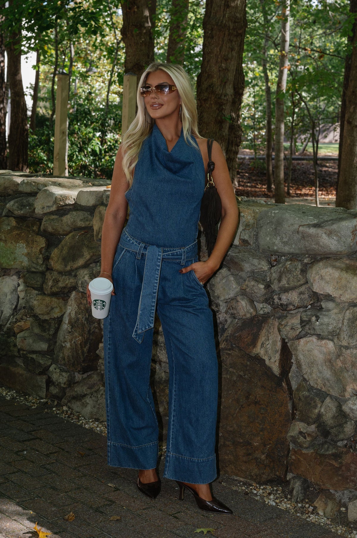 Sadie Halter Denim Jumpsuit