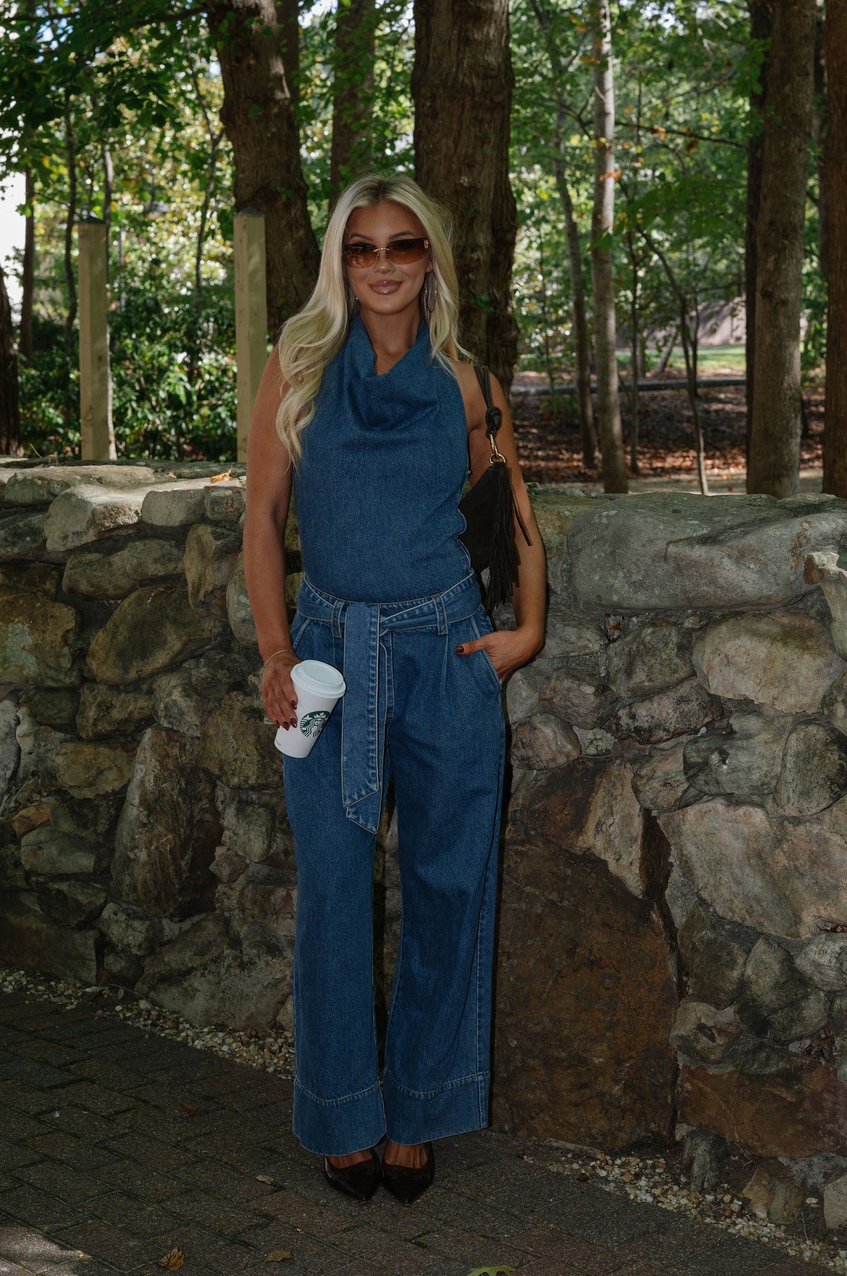 Sadie Halter Denim Jumpsuit