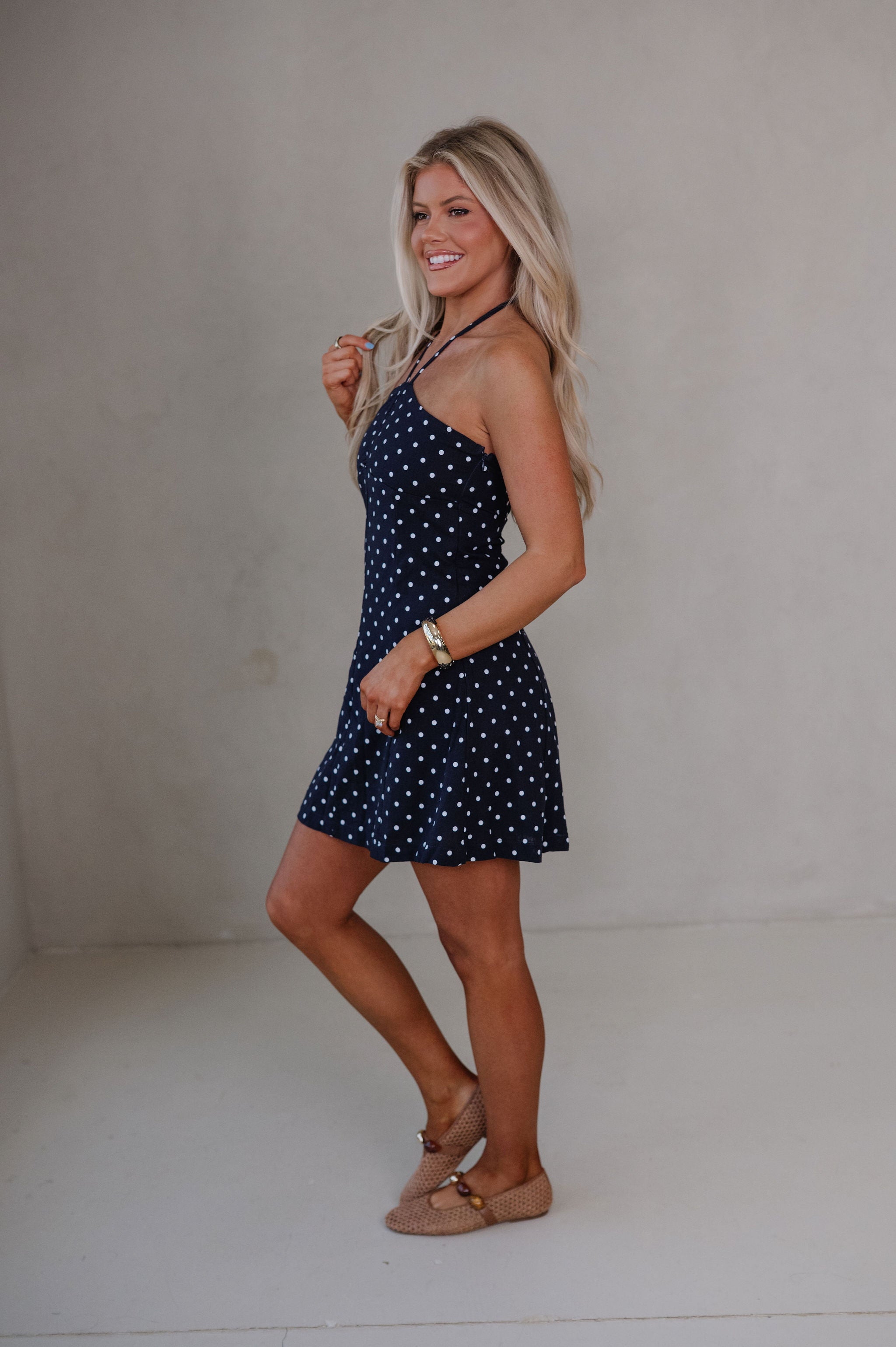 Anne Ruched Mini Dress-Navy