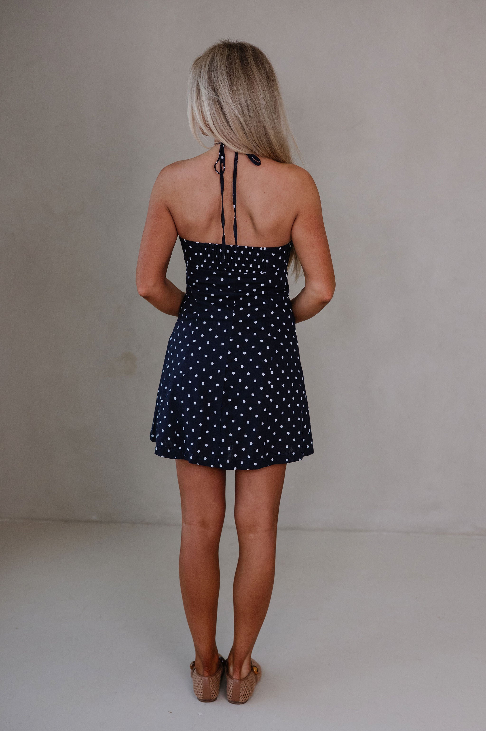 Anne Ruched Mini Dress-Navy