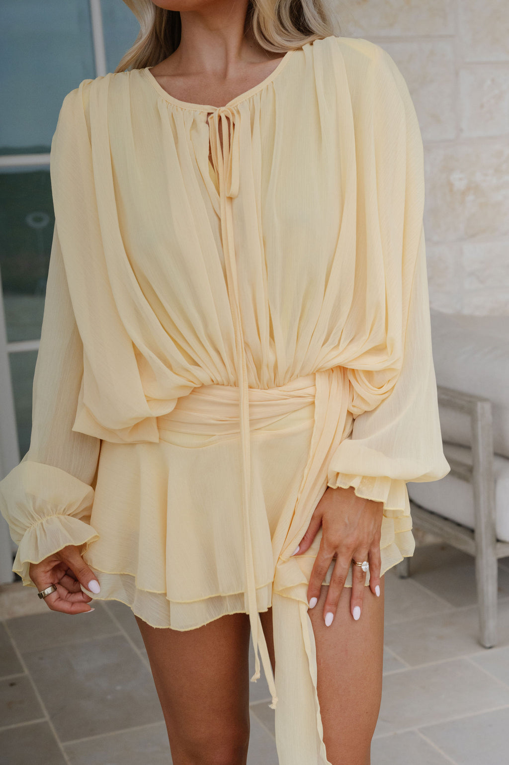 yellow chiffon mini dress Dress-Baby Yellow// PETITE Boho Chic Plus Size Its made from lightweight Size:29x34 color_Light Blue