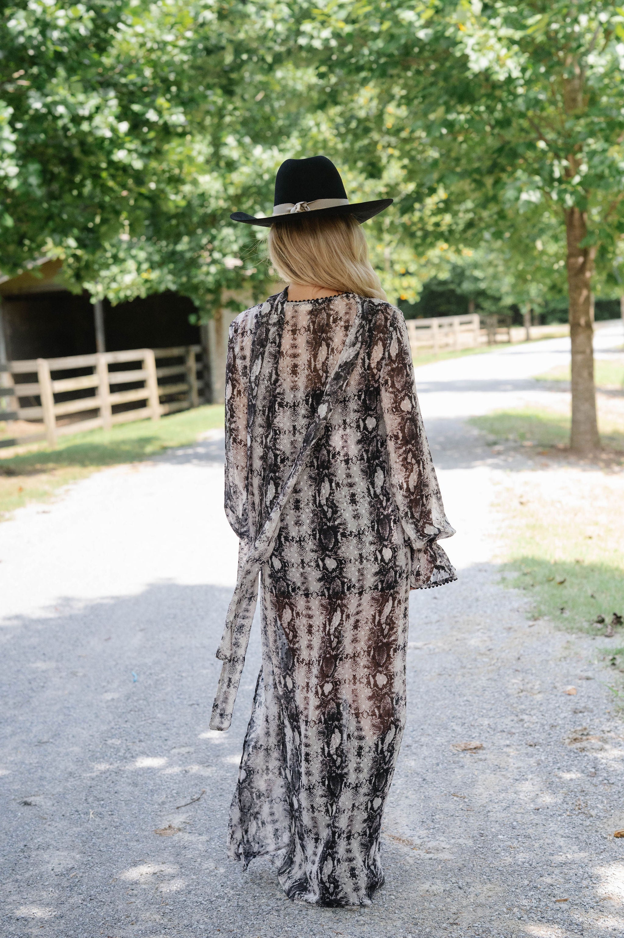 Snake Print Maxi Dress With Scarf