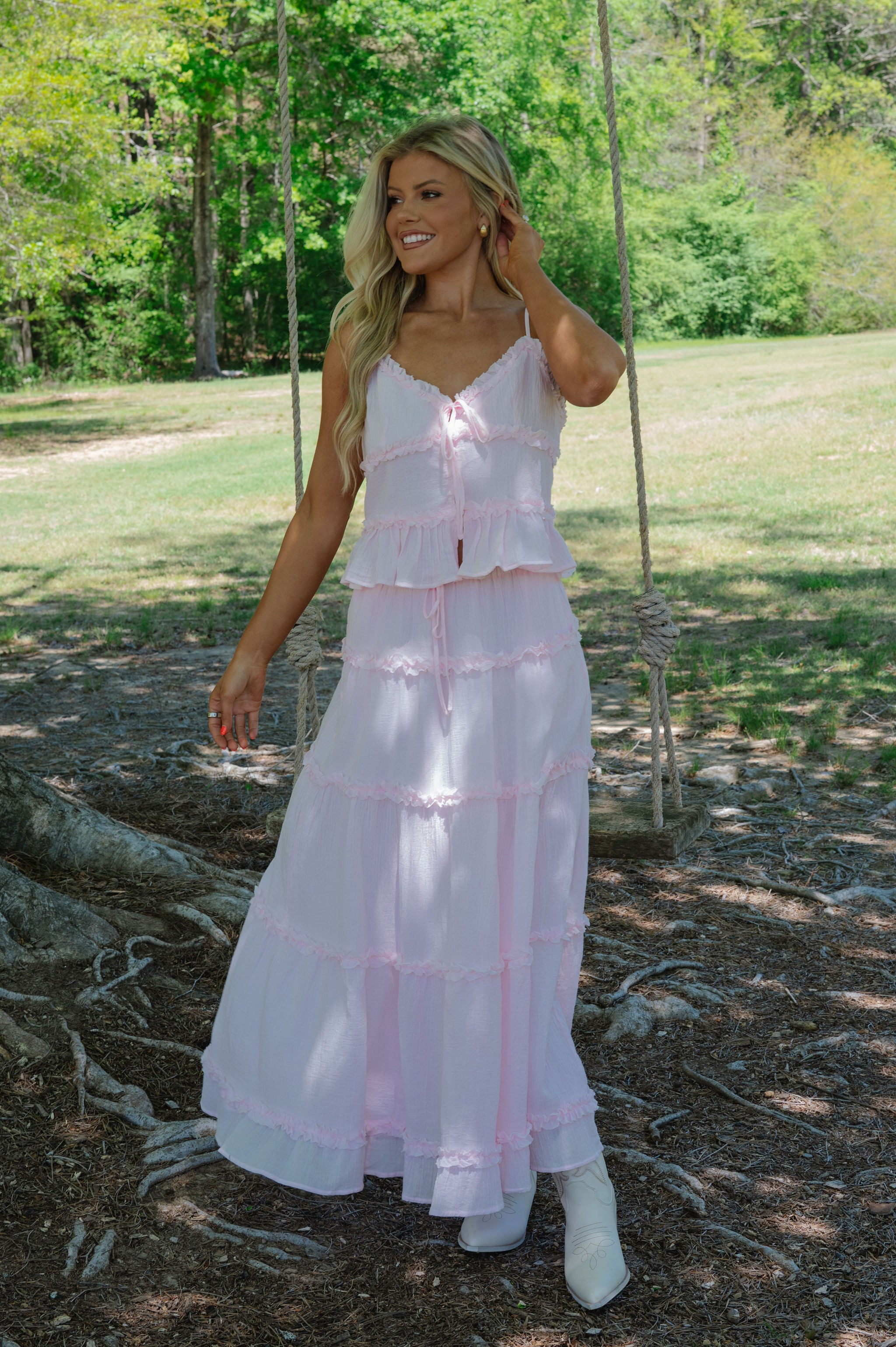 Dana Maxi Skirt Set-Water Pink