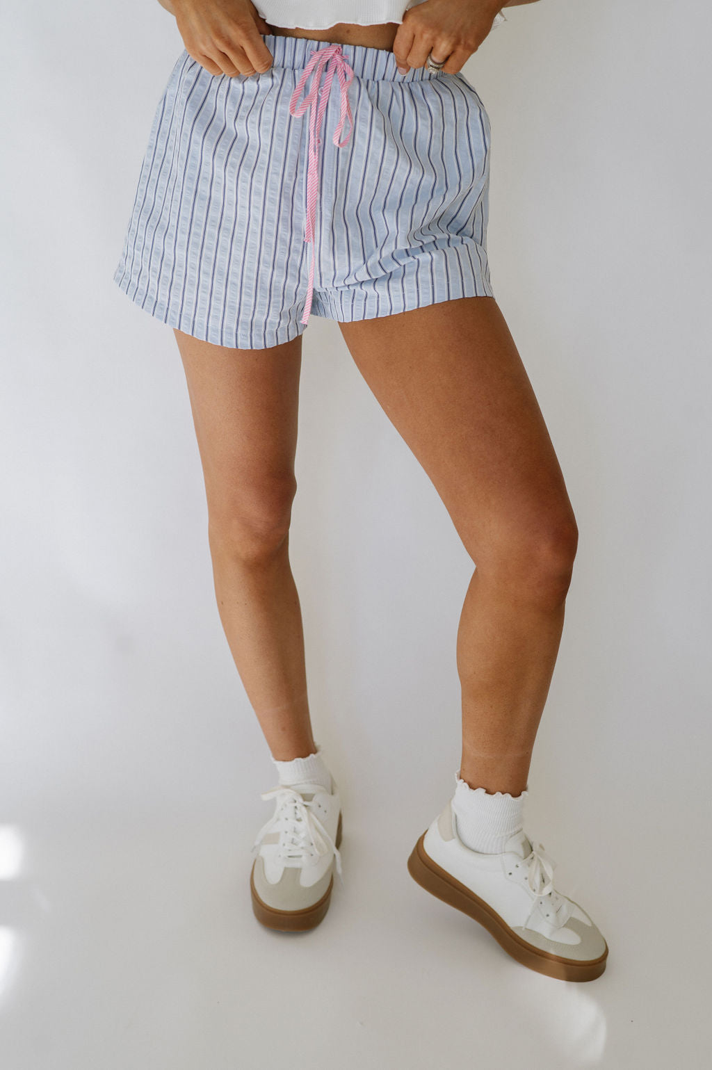 Sammie Seersucker Shorts-Blue/Pink