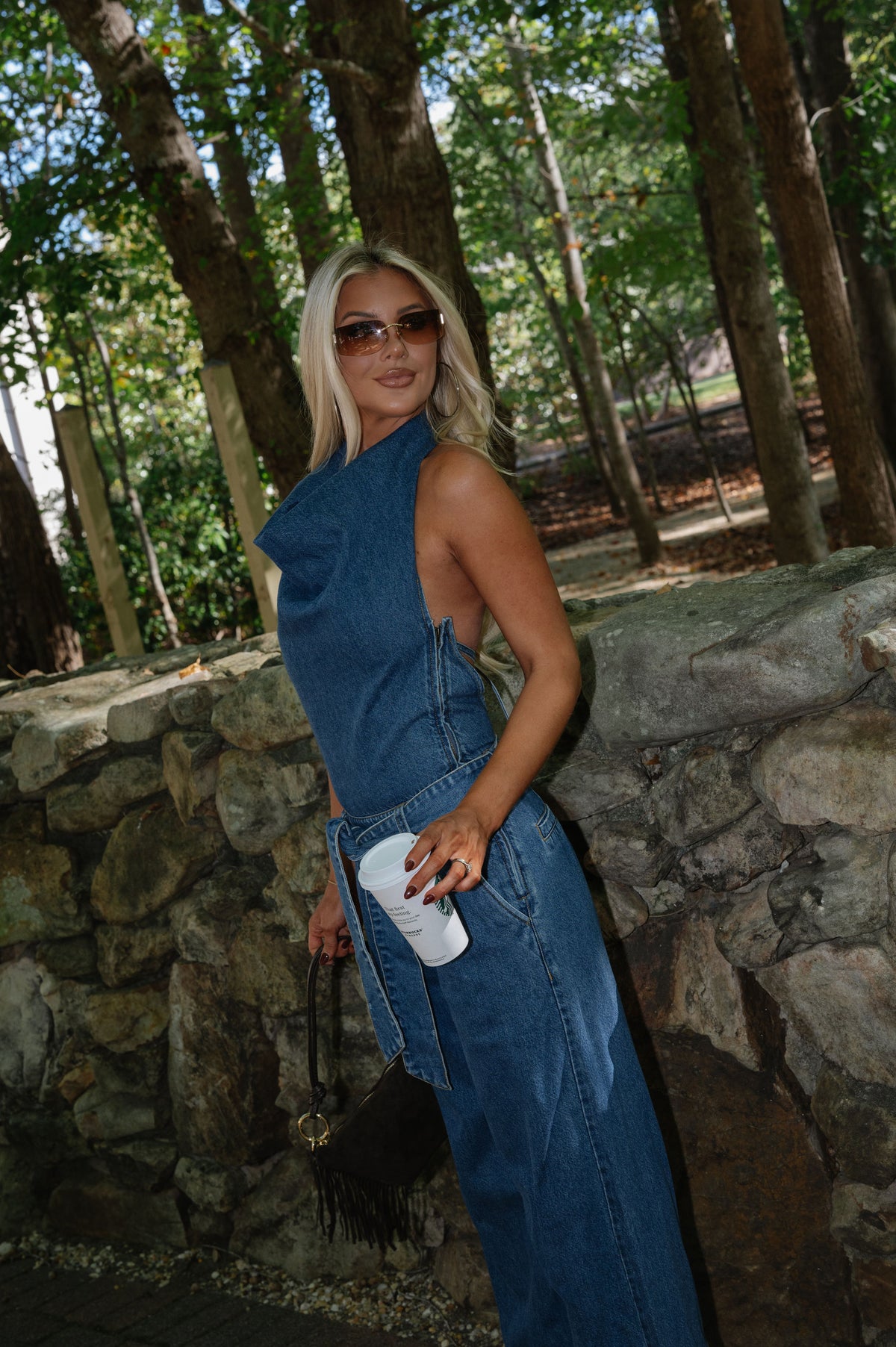 Sadie Halter Denim Jumpsuit