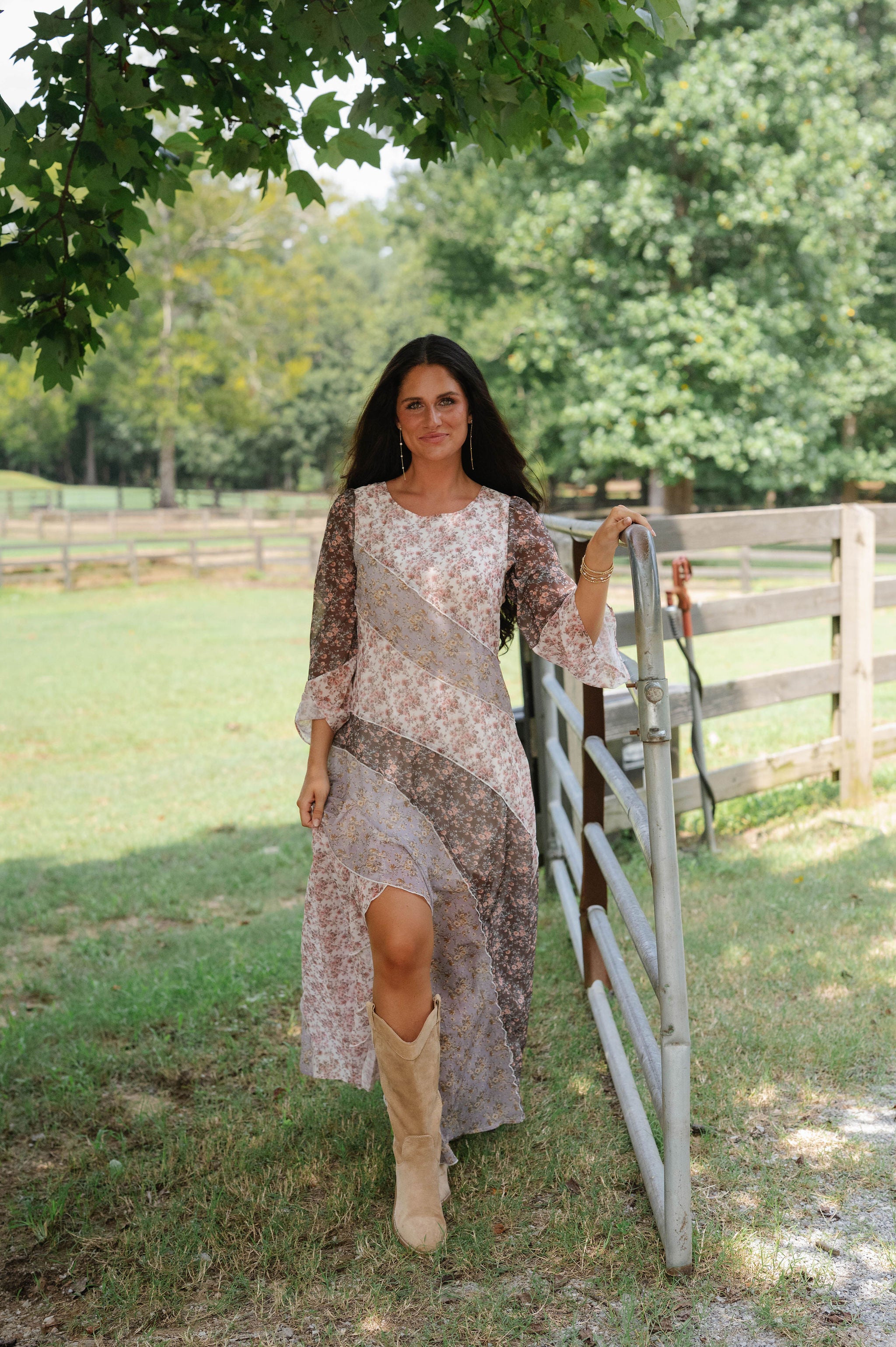 Lainey Floral Chiffon Ruffle Maxi Dress
