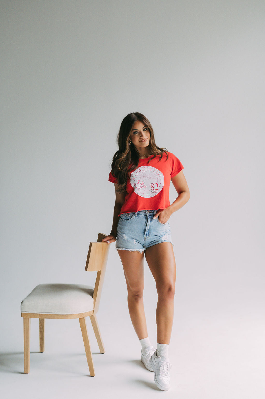 LA Rodeo Drive Cropped Tee- Red