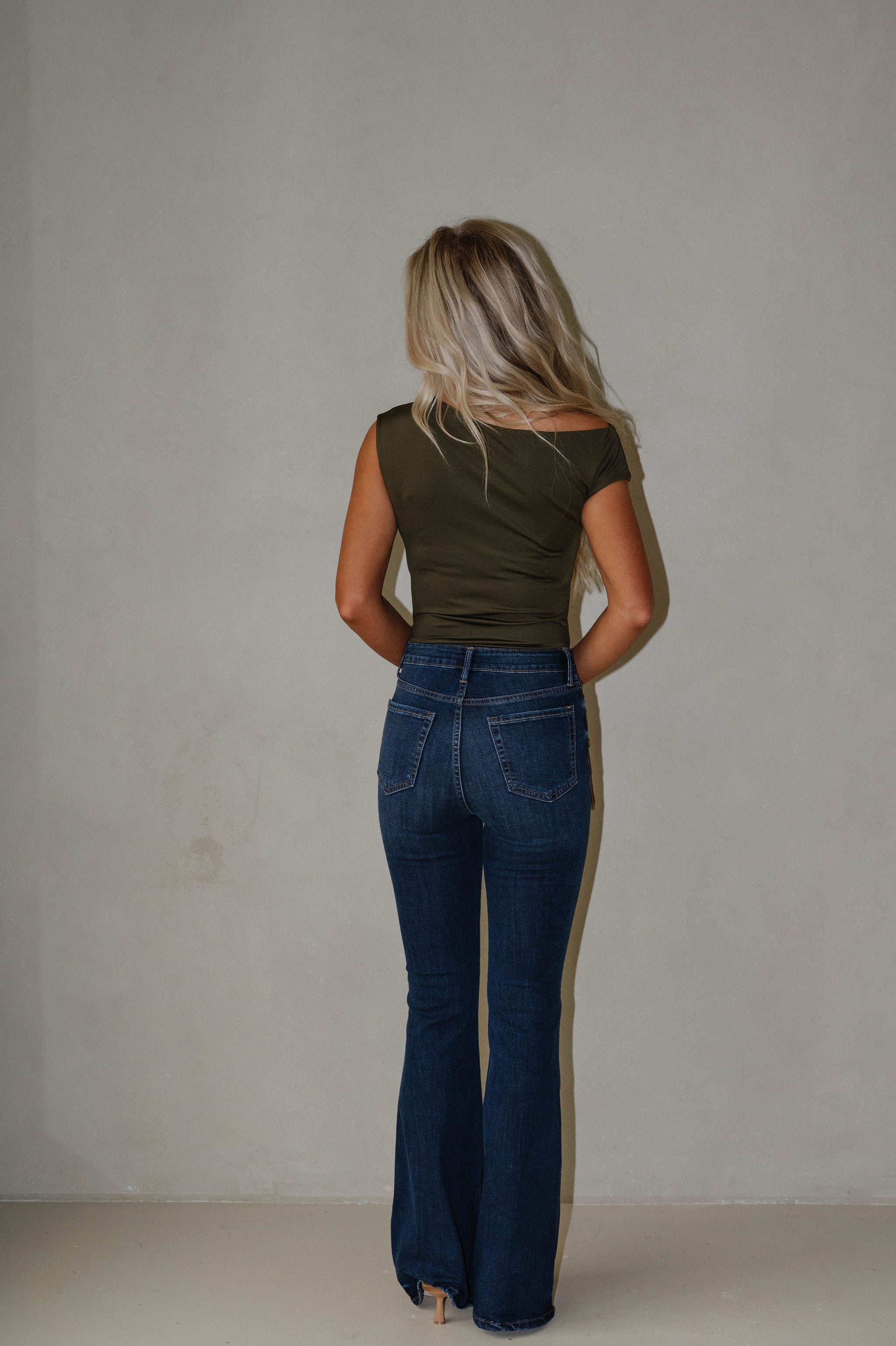 Asymmetrical Drape Bodysuit-Olive