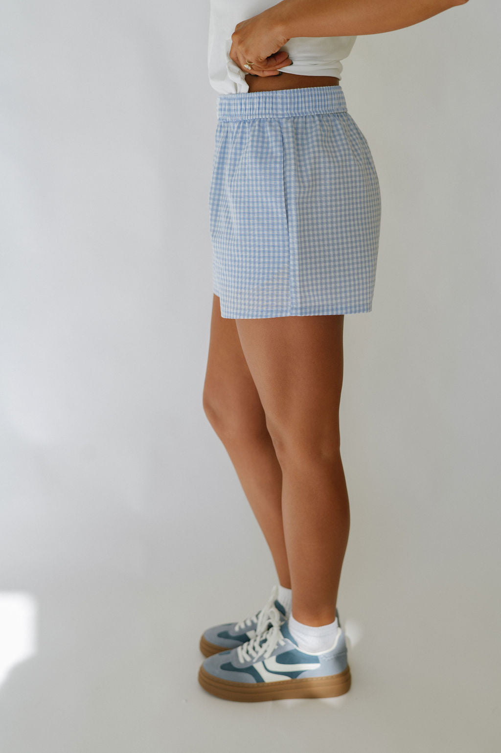 Gingham Boxer Shorts- Light Blue