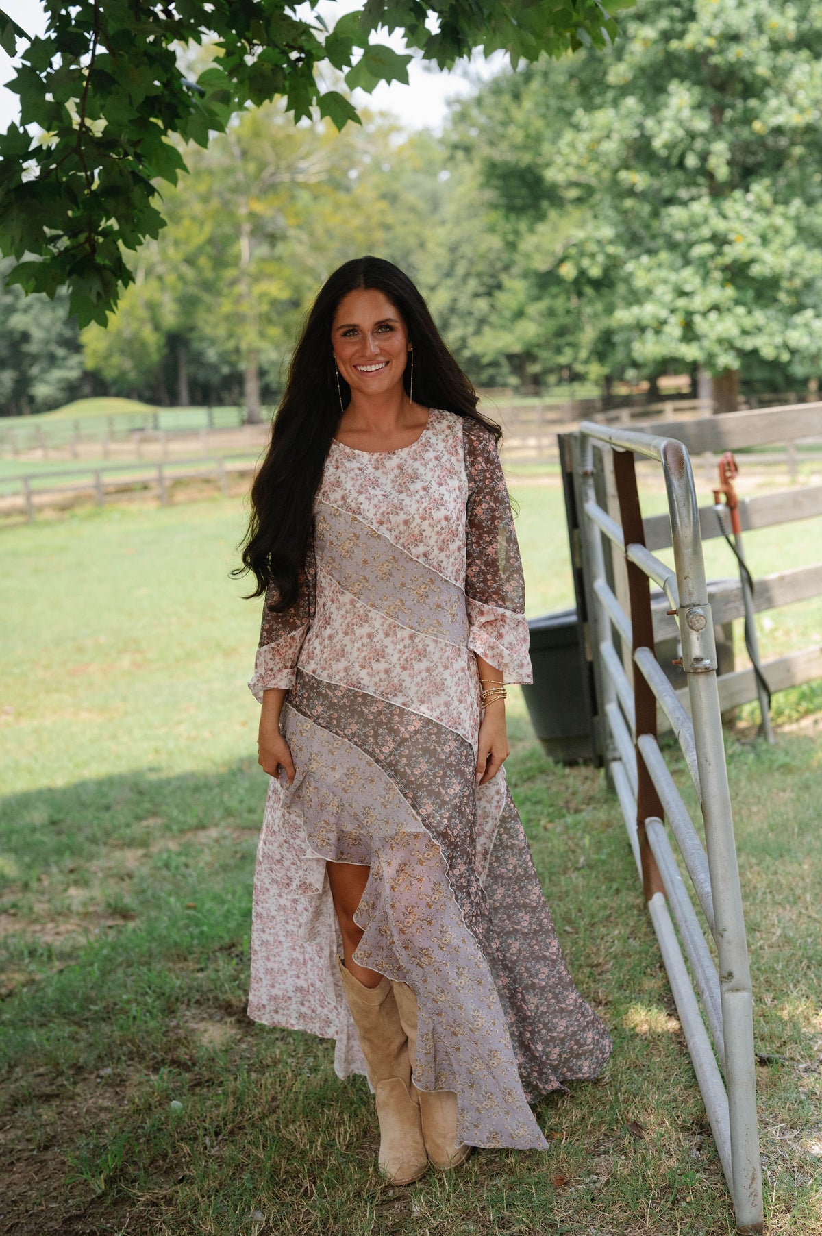 Lainey Floral Chiffon Ruffle Maxi Dress