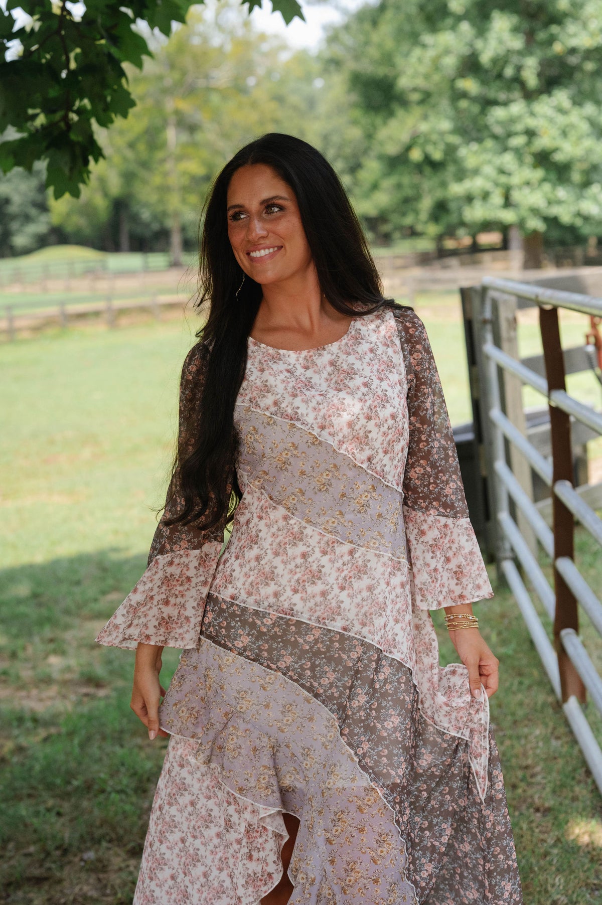 Lainey Floral Chiffon Ruffle Maxi Dress