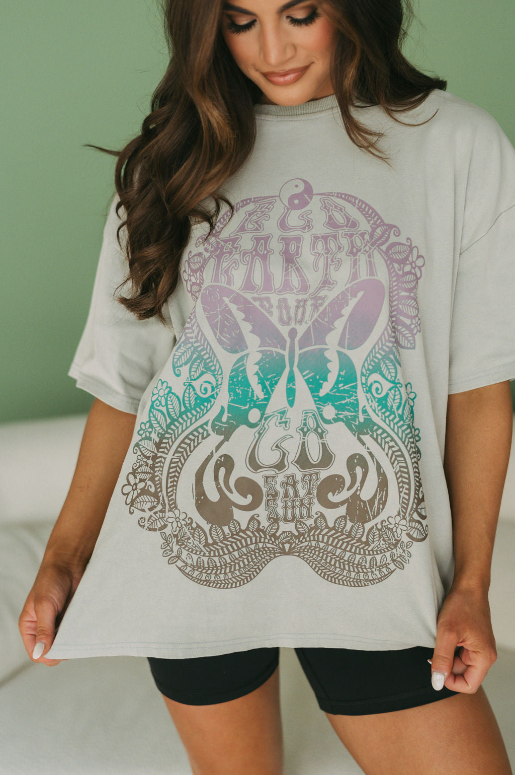 Butterfly Oversized Tee- Sage