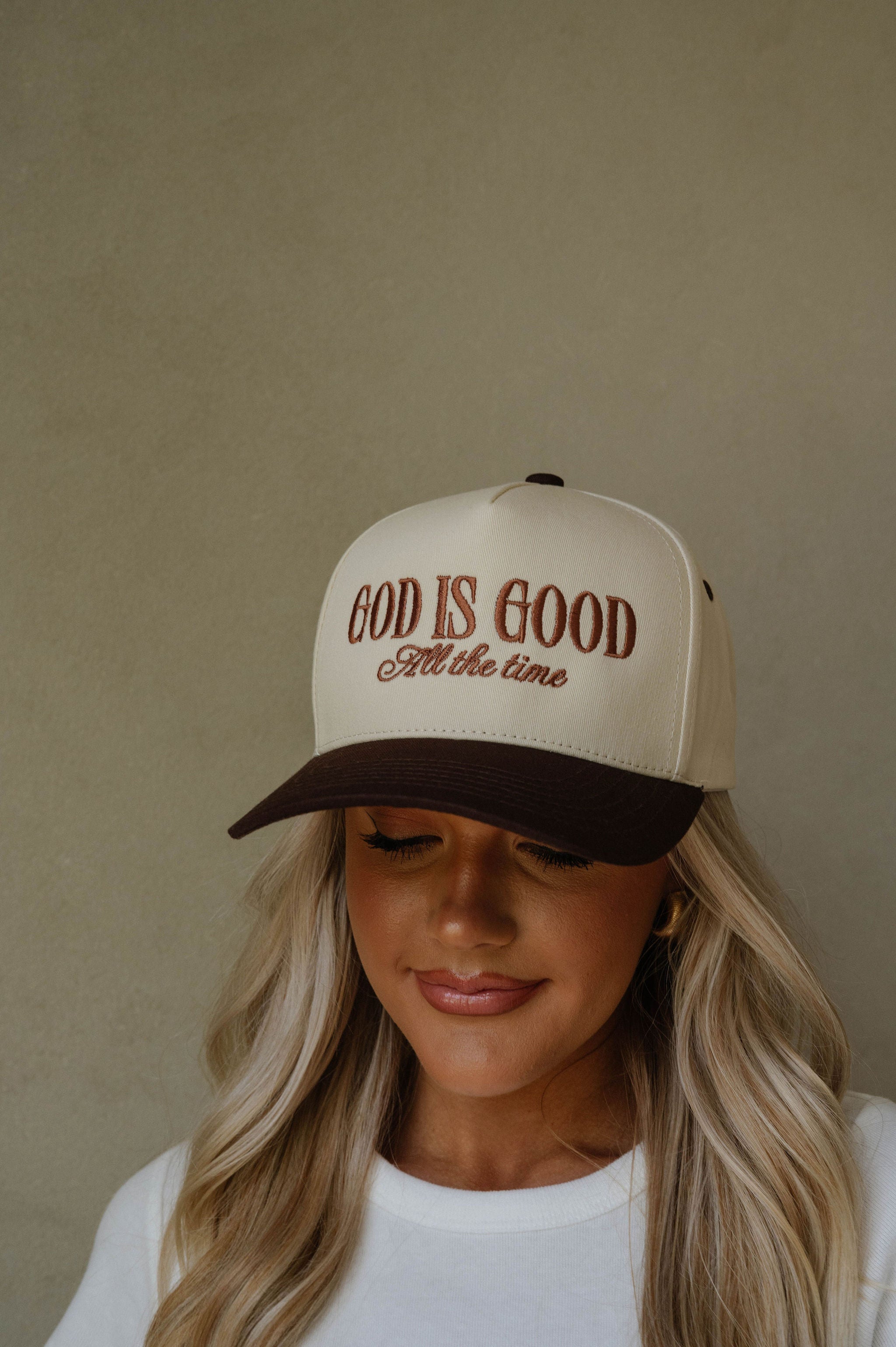 "God is Good All The Time" Trucker Hat-Brown