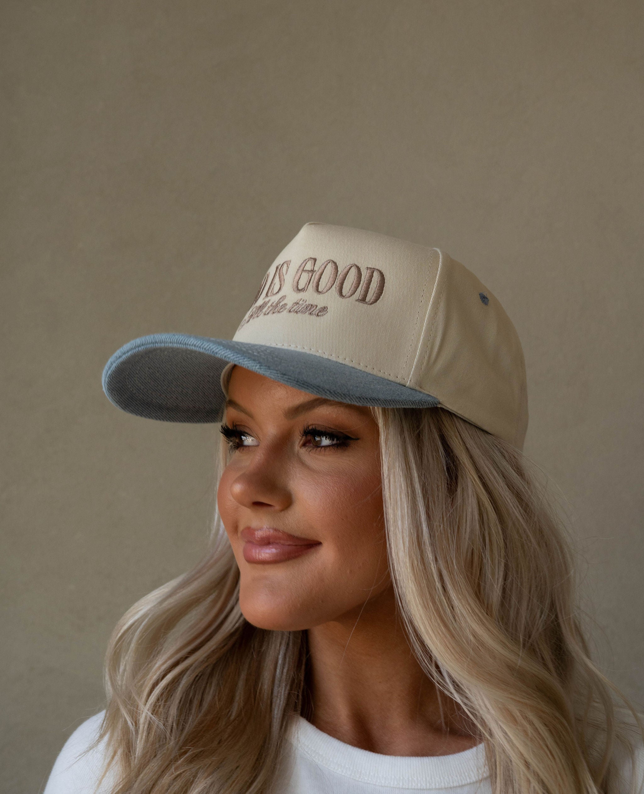 "God is Good All The Time" Trucker Hat-Denim