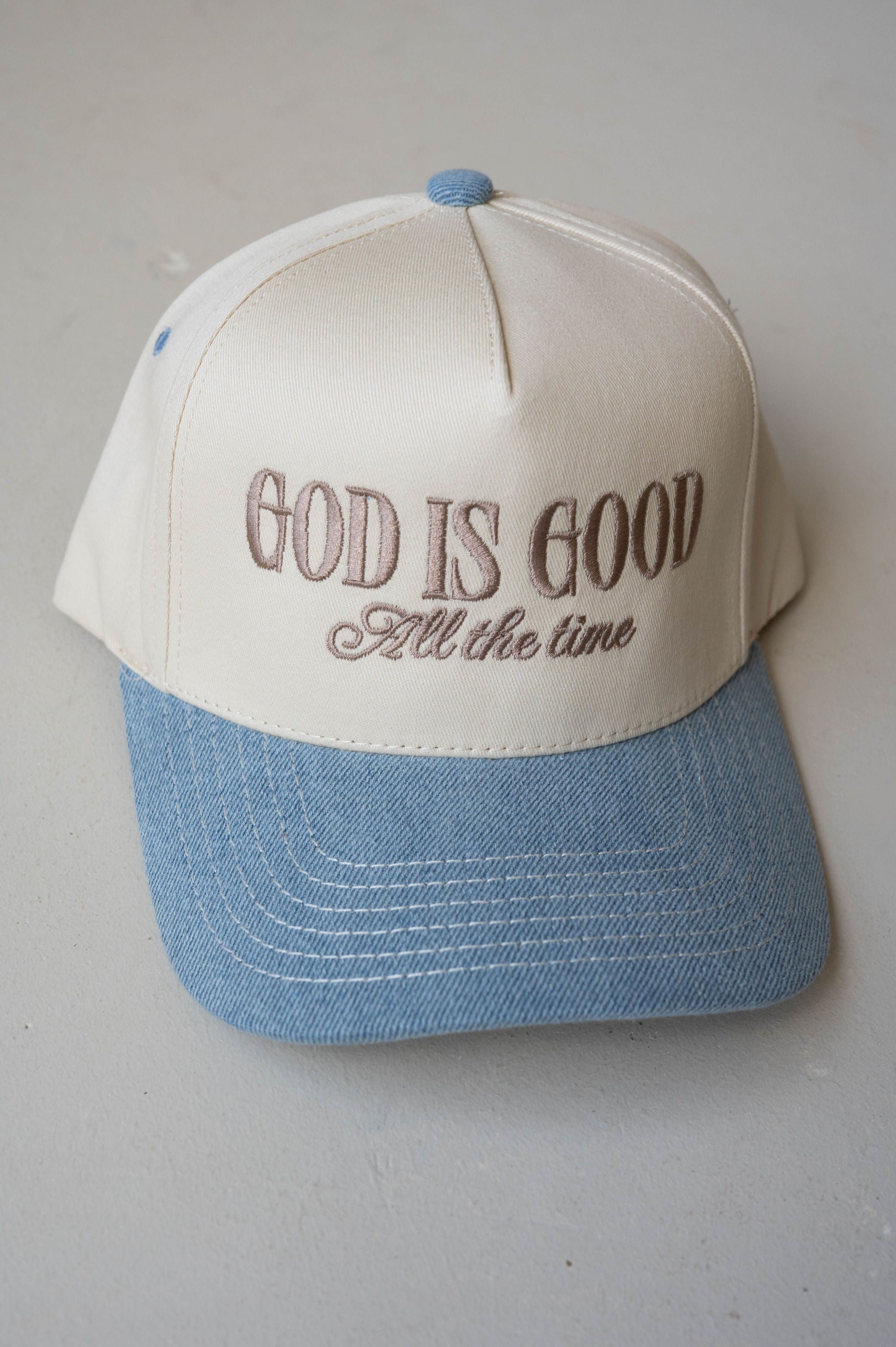 "God is Good All The Time" Trucker Hat-Denim