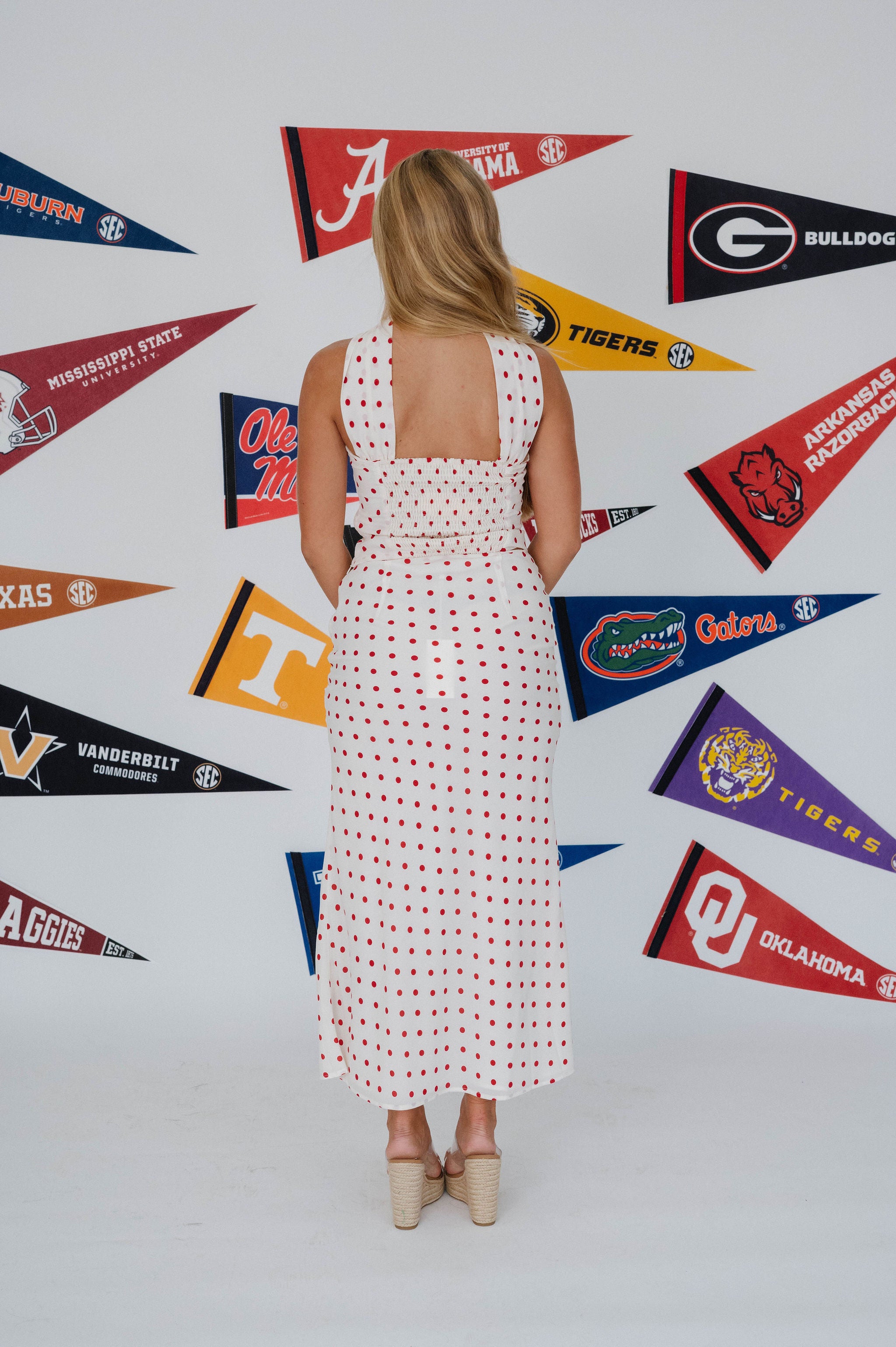 Nicolina Polka Dot Skirt Set-Cream