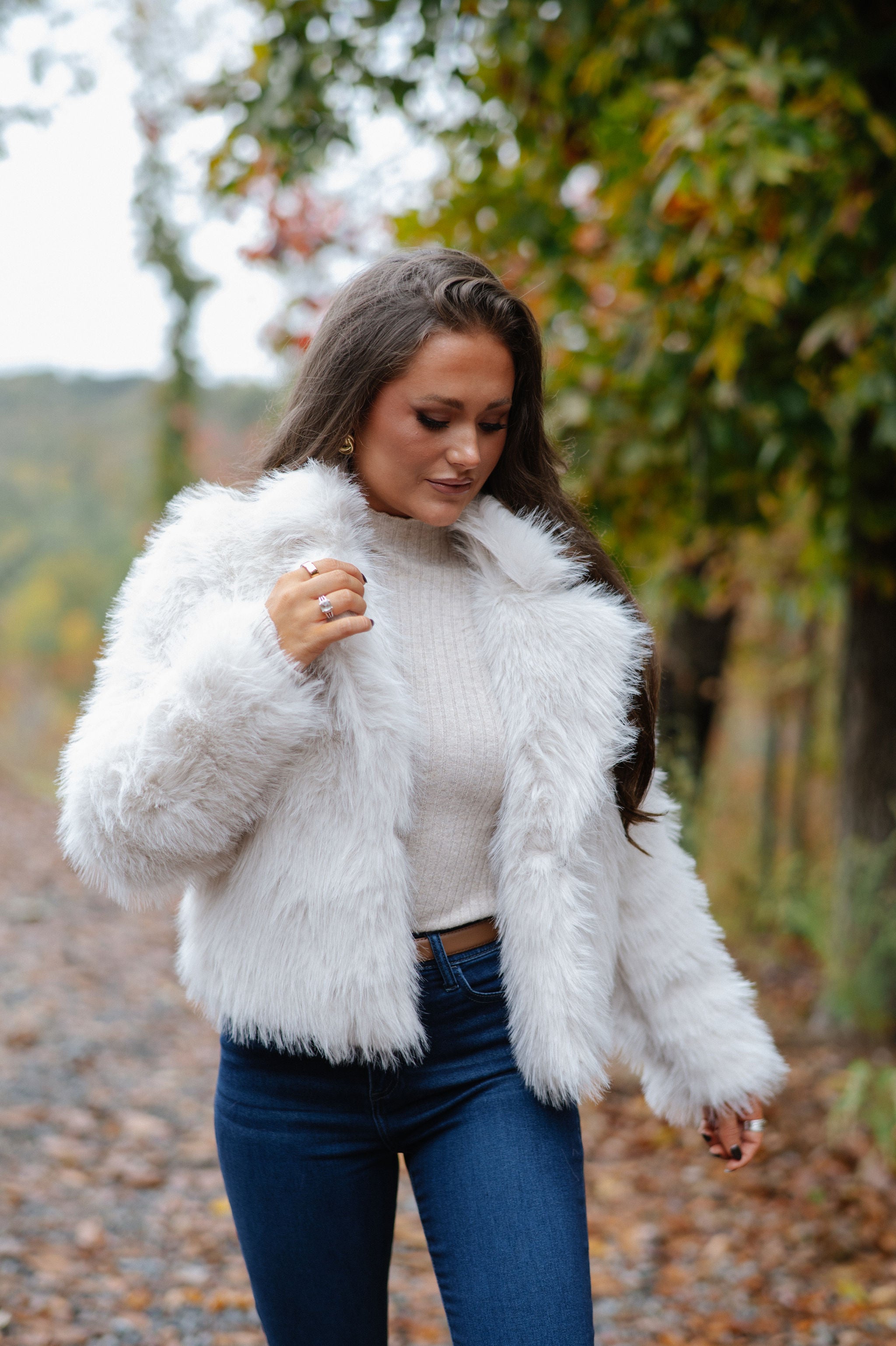 Keaton Faux Fur Jacket-Cream