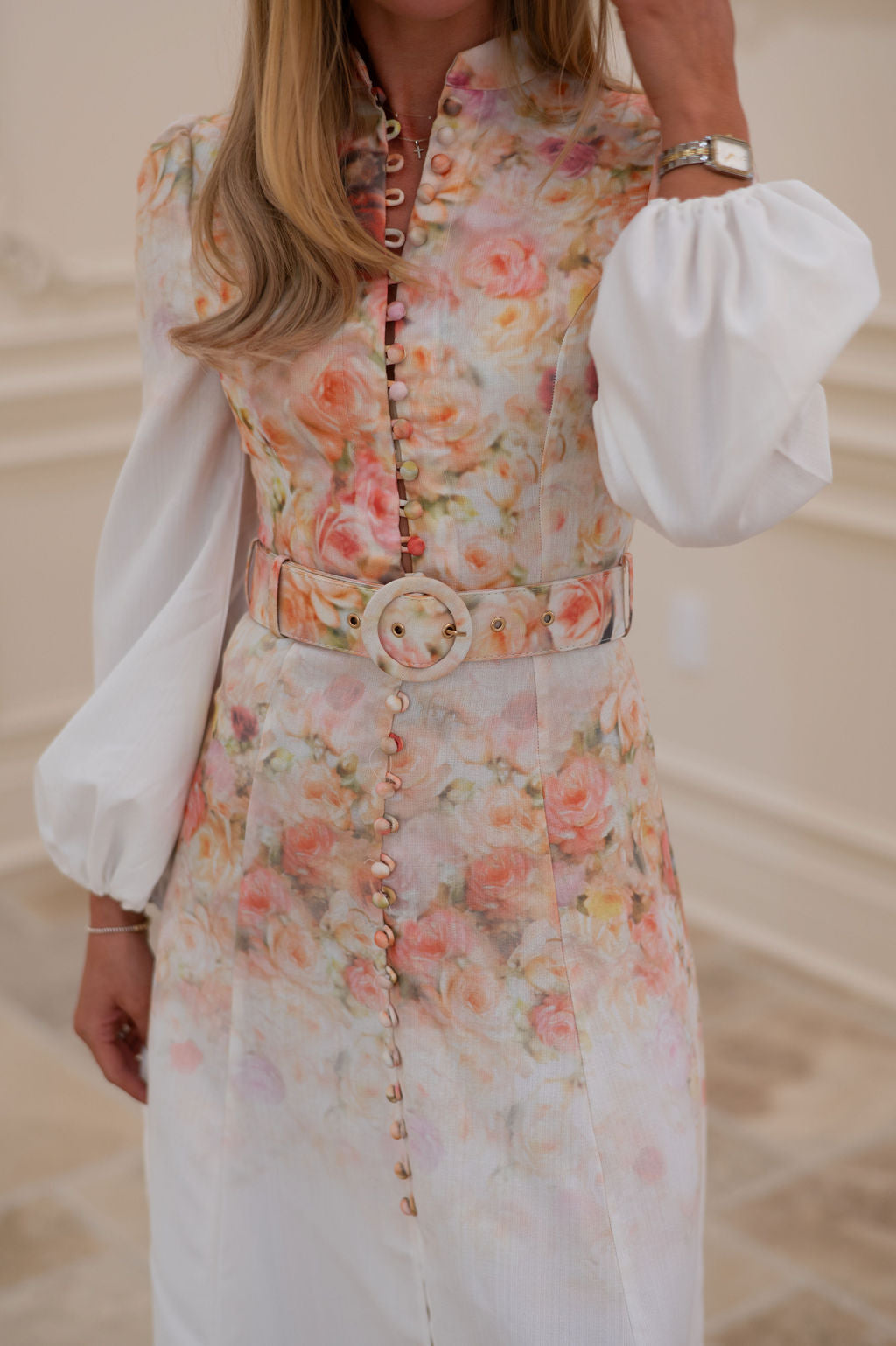 Floral Belted Midi Dress