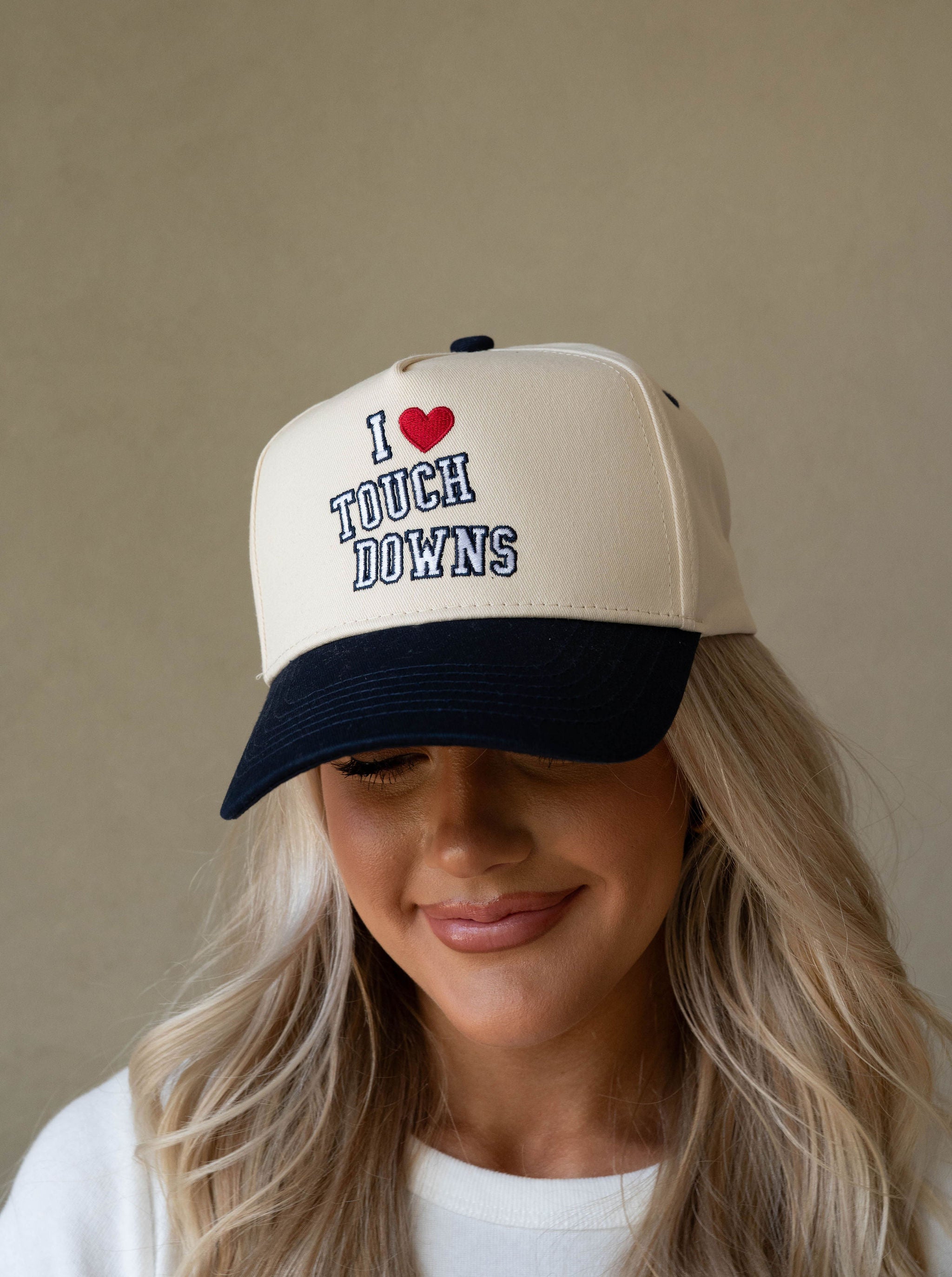"I Heart Touchdowns" Trucker Hat-Navy