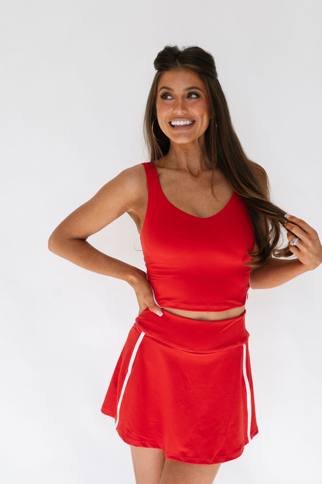 Abigail Active Skort Set-Red/White