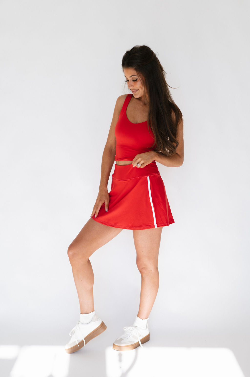 Abigail Active Skort Set-Red/White