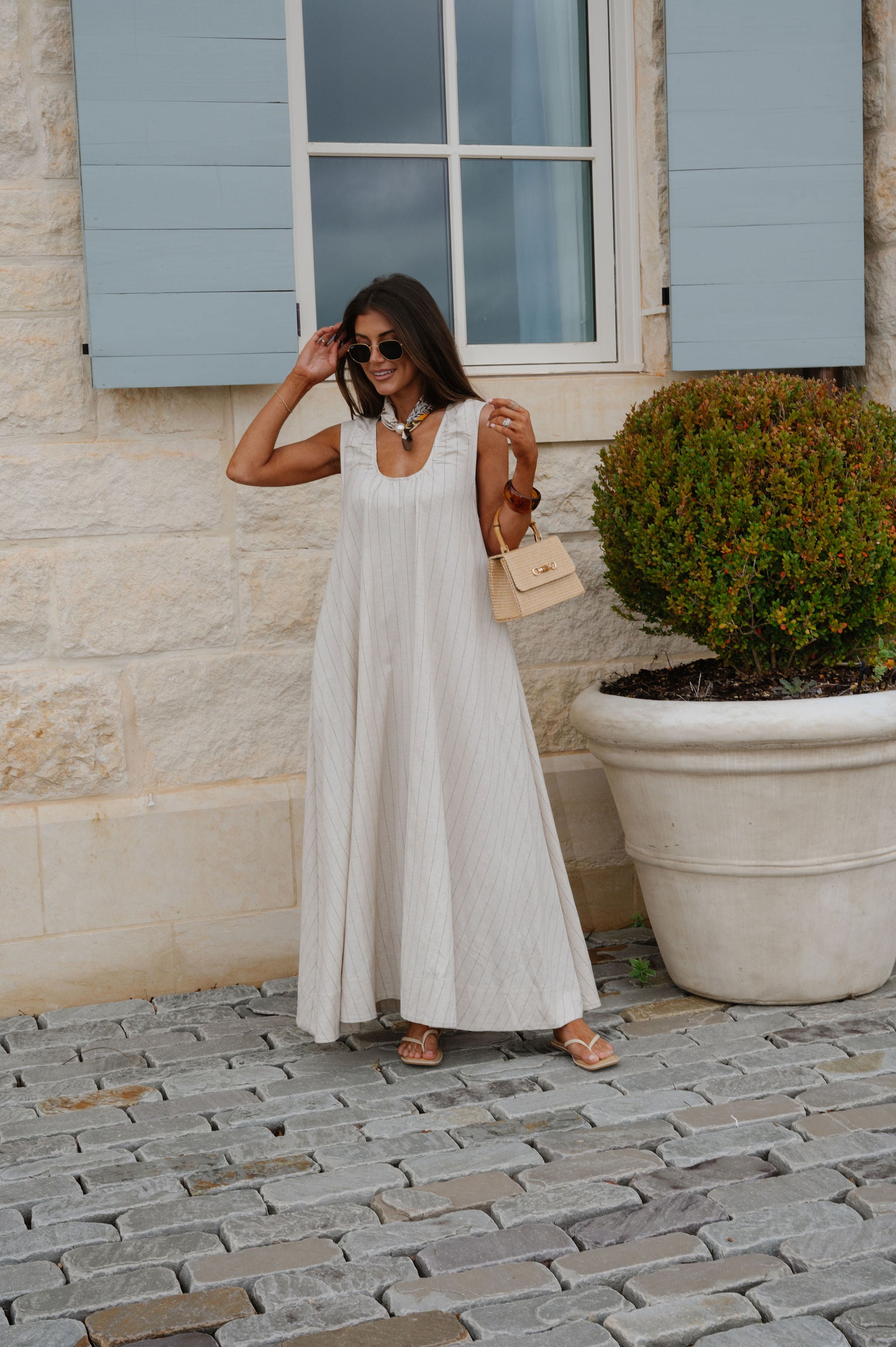 Clare Striped Maxi Dress-Natural/Black