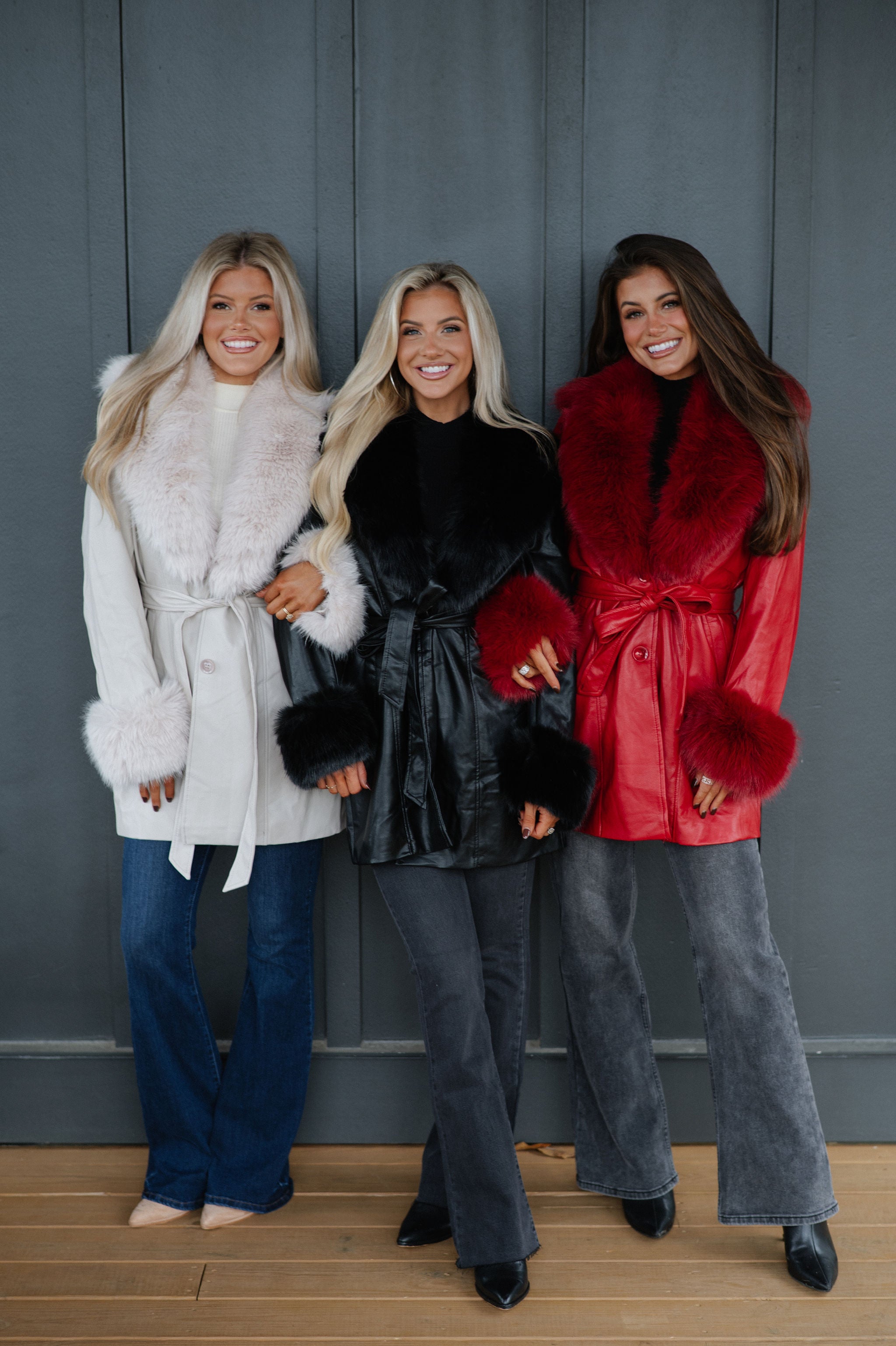 Ginny Fur Trim Coat-Black