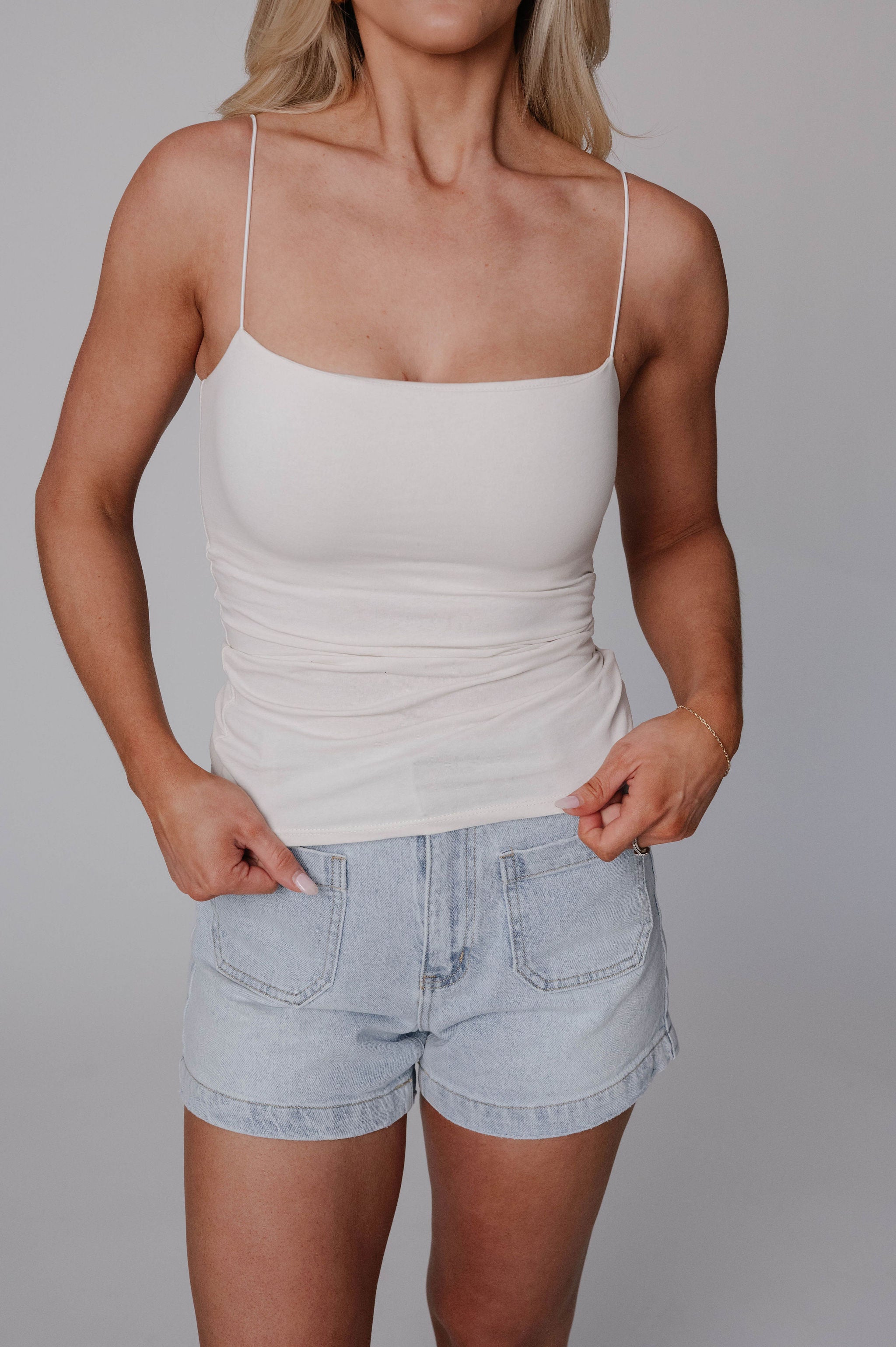 Camille Tank Top-Ecru