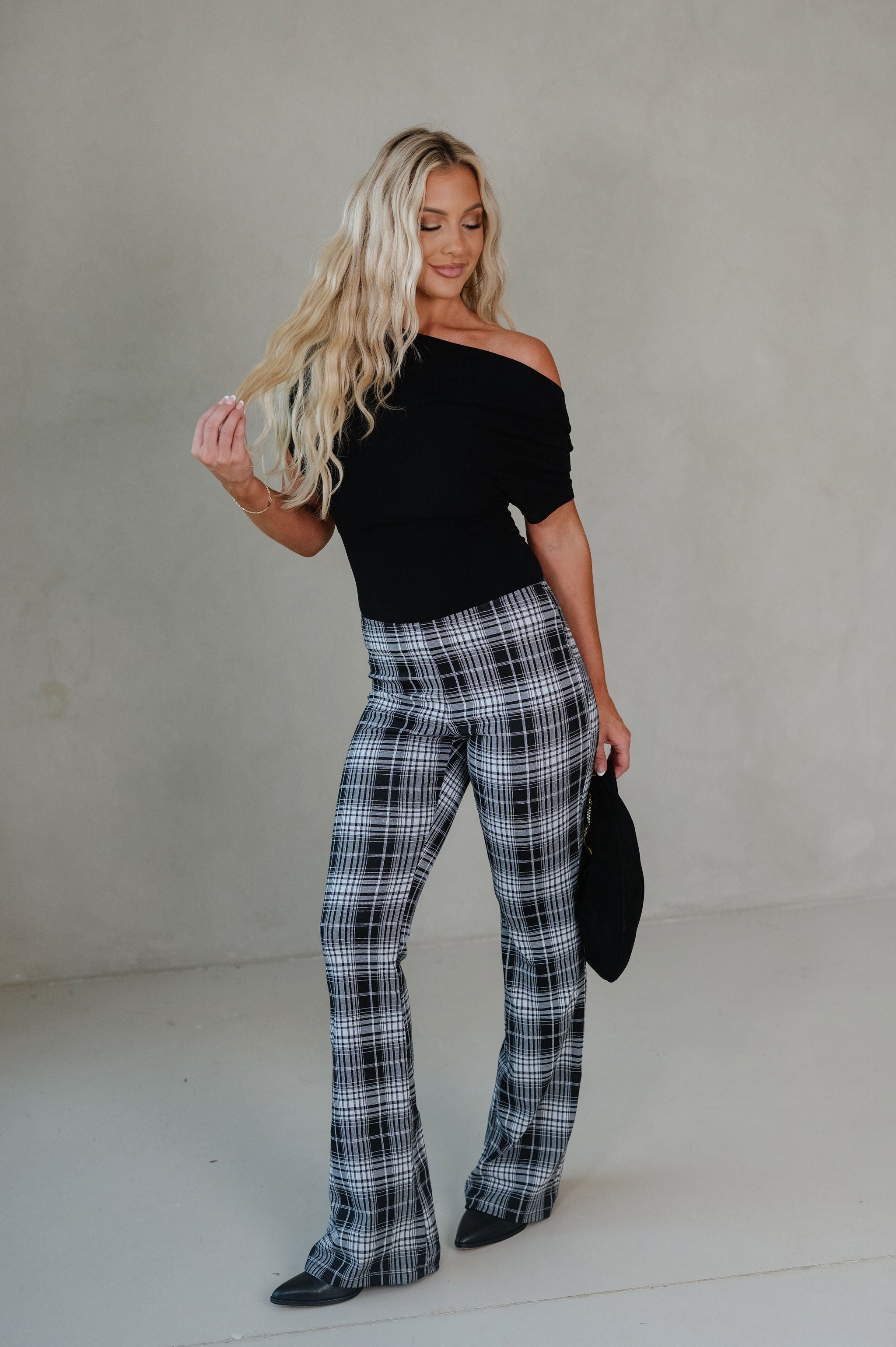 Carina Draped One Shoulder Top-Black