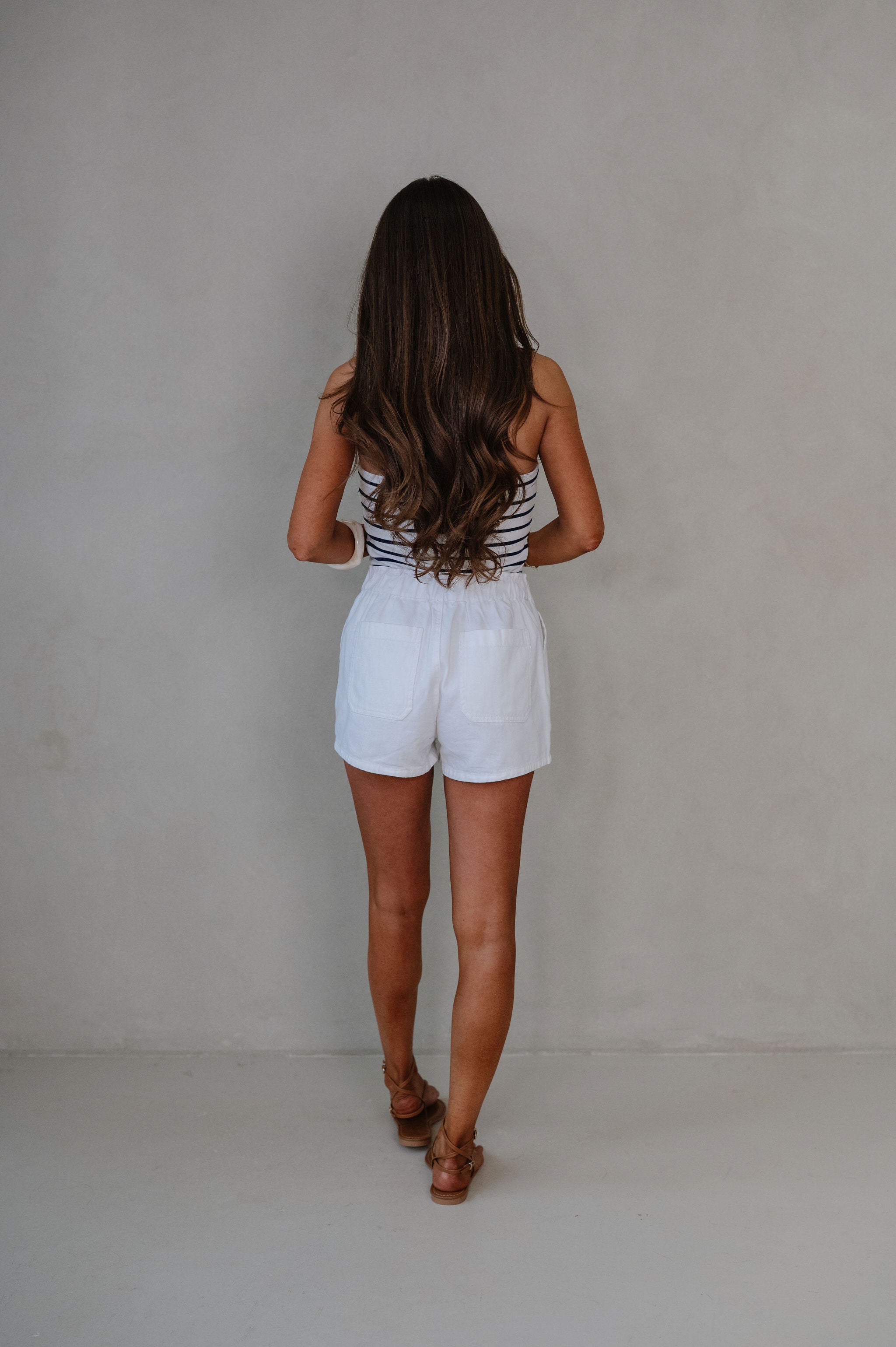 Claire Striped Top-White/Navy