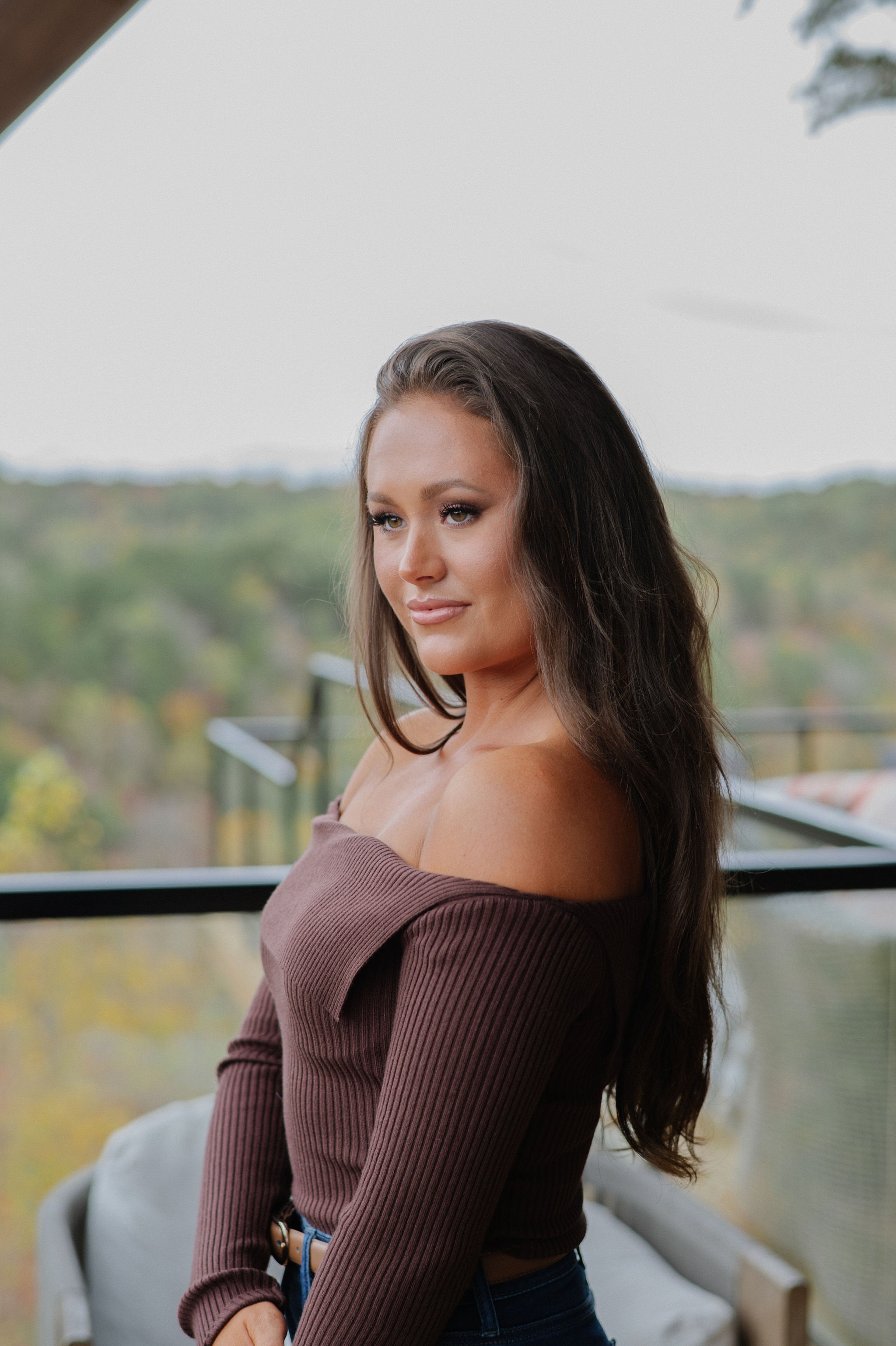 Asymmetrical Fold Over Sweater-Brown