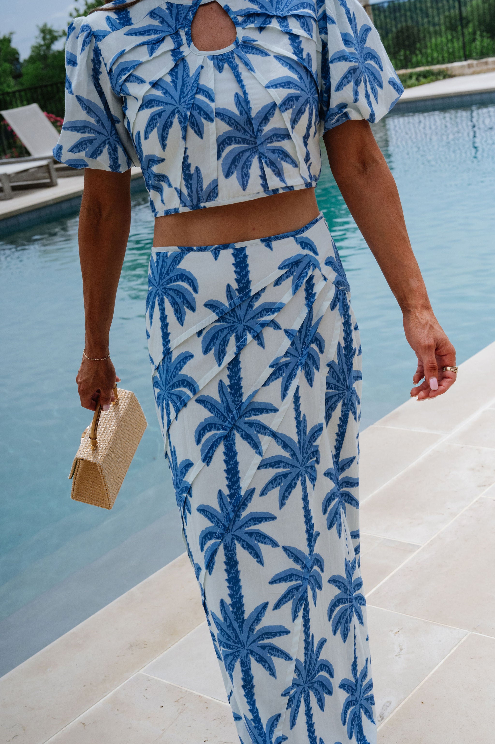 Palmer Maxi Skirt Set-Blue Palm