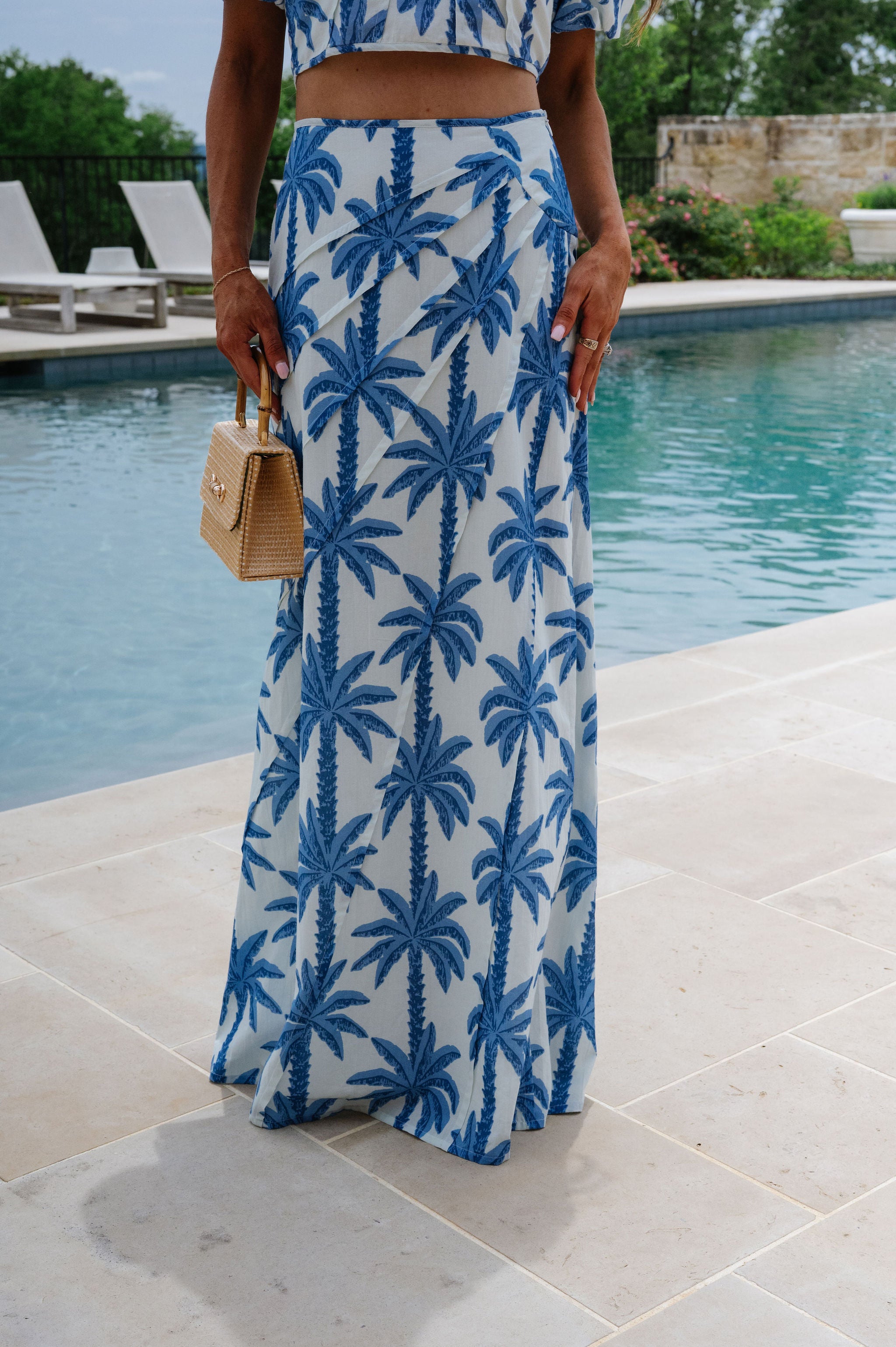 Palmer Maxi Skirt Set-Blue Palm