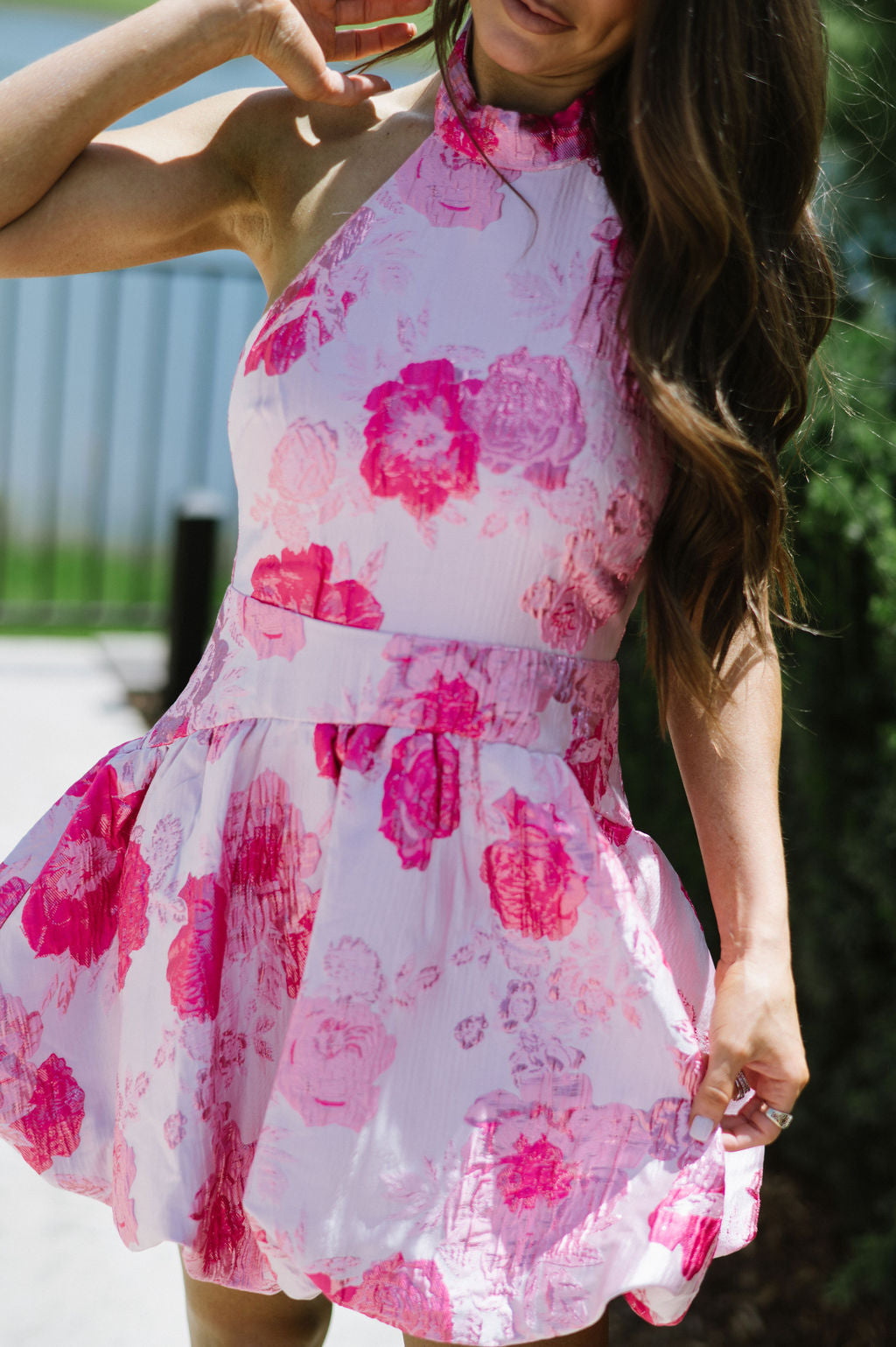 Marcie Floral Mini Dress-Blush Pink