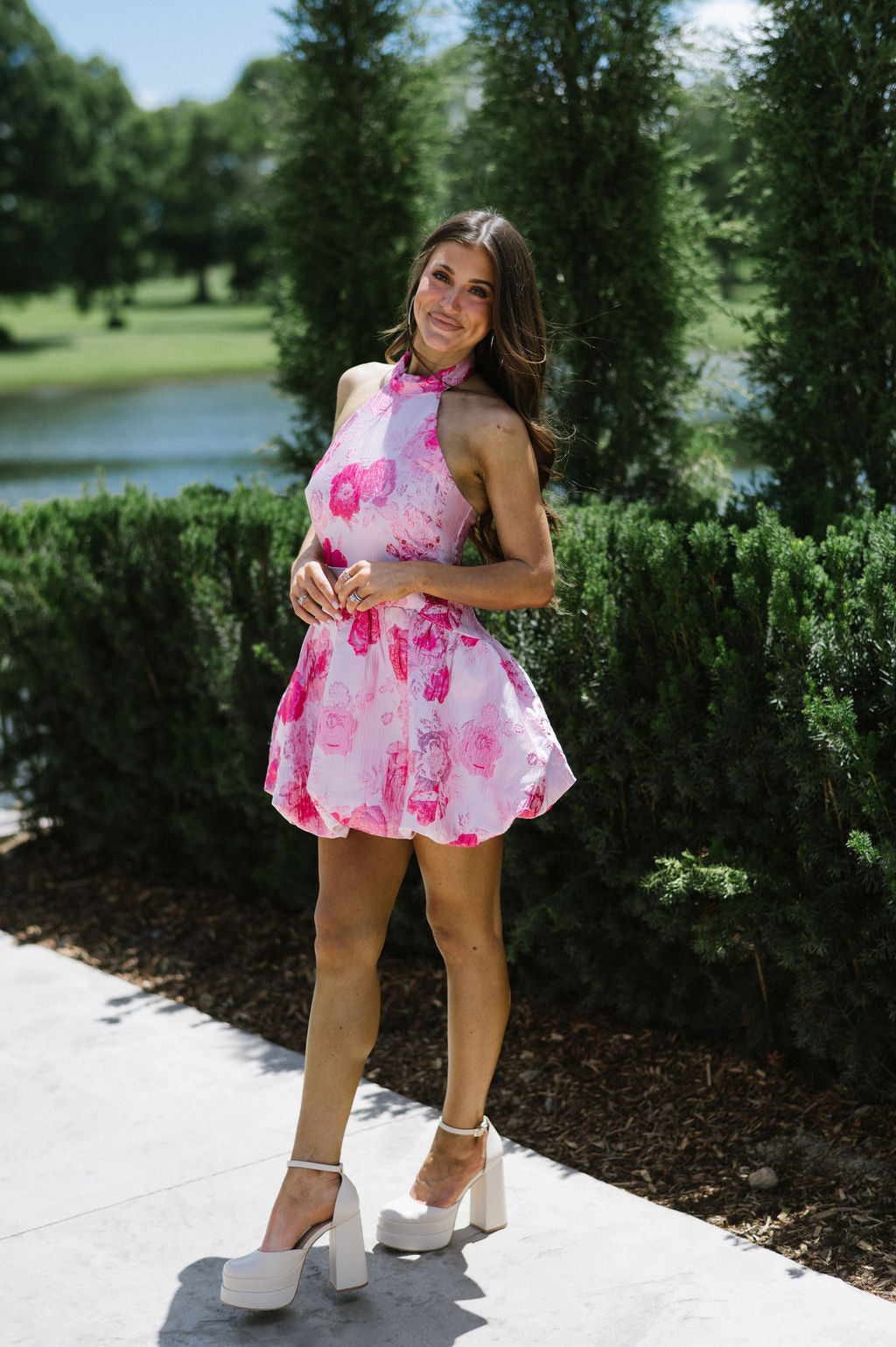 Marcie Floral Mini Dress-Blush Pink