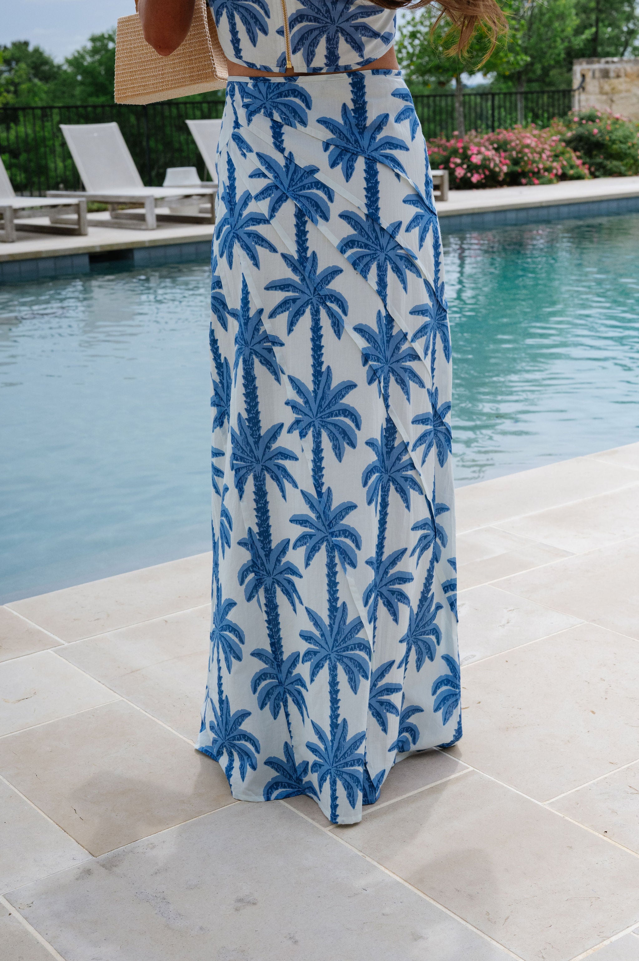 Palmer Maxi Skirt Set-Blue Palm