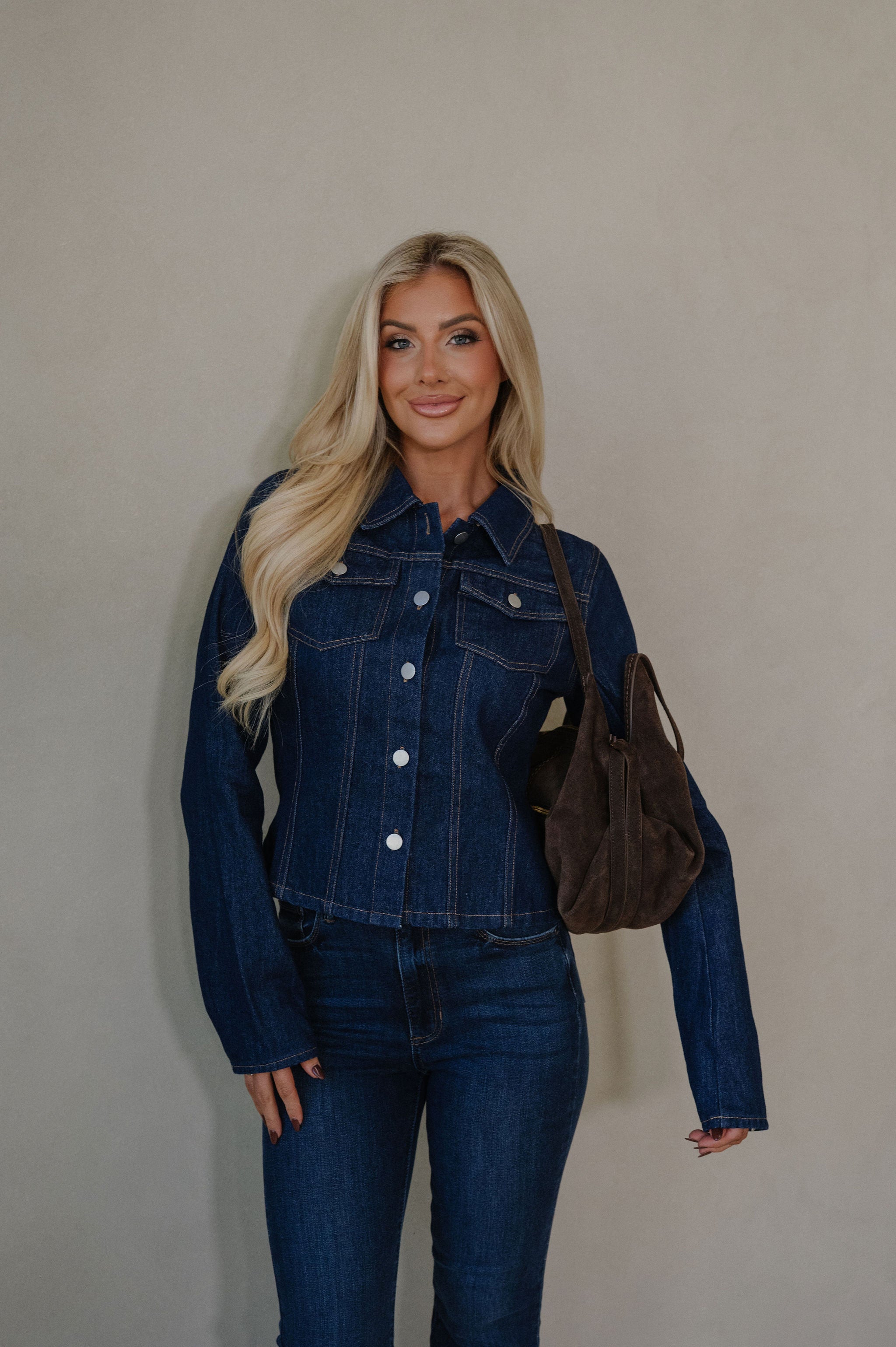 Cori Denim Top-Dark Denim