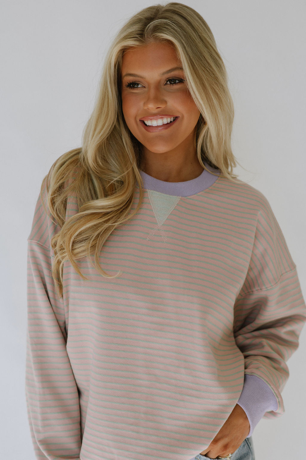 Lottie Oversized Sweatshirt-Pink/Green