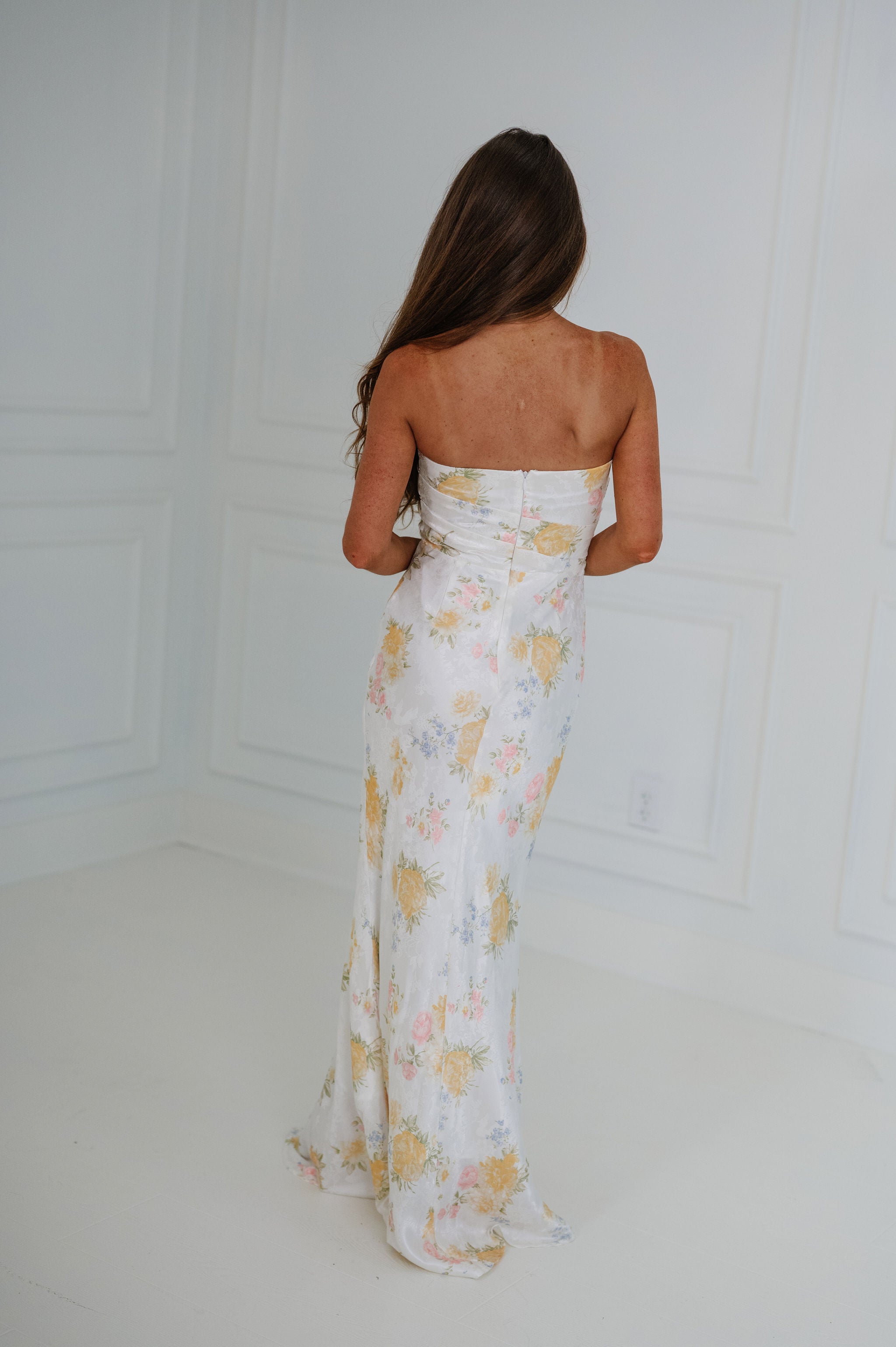 Millie Jacquard Pleated Maxi Dress-Off White