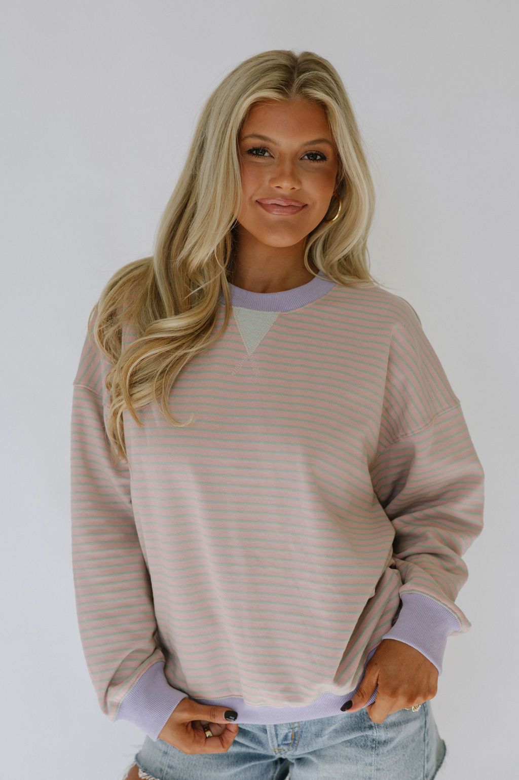 Lottie Oversized Sweatshirt-Pink/Green