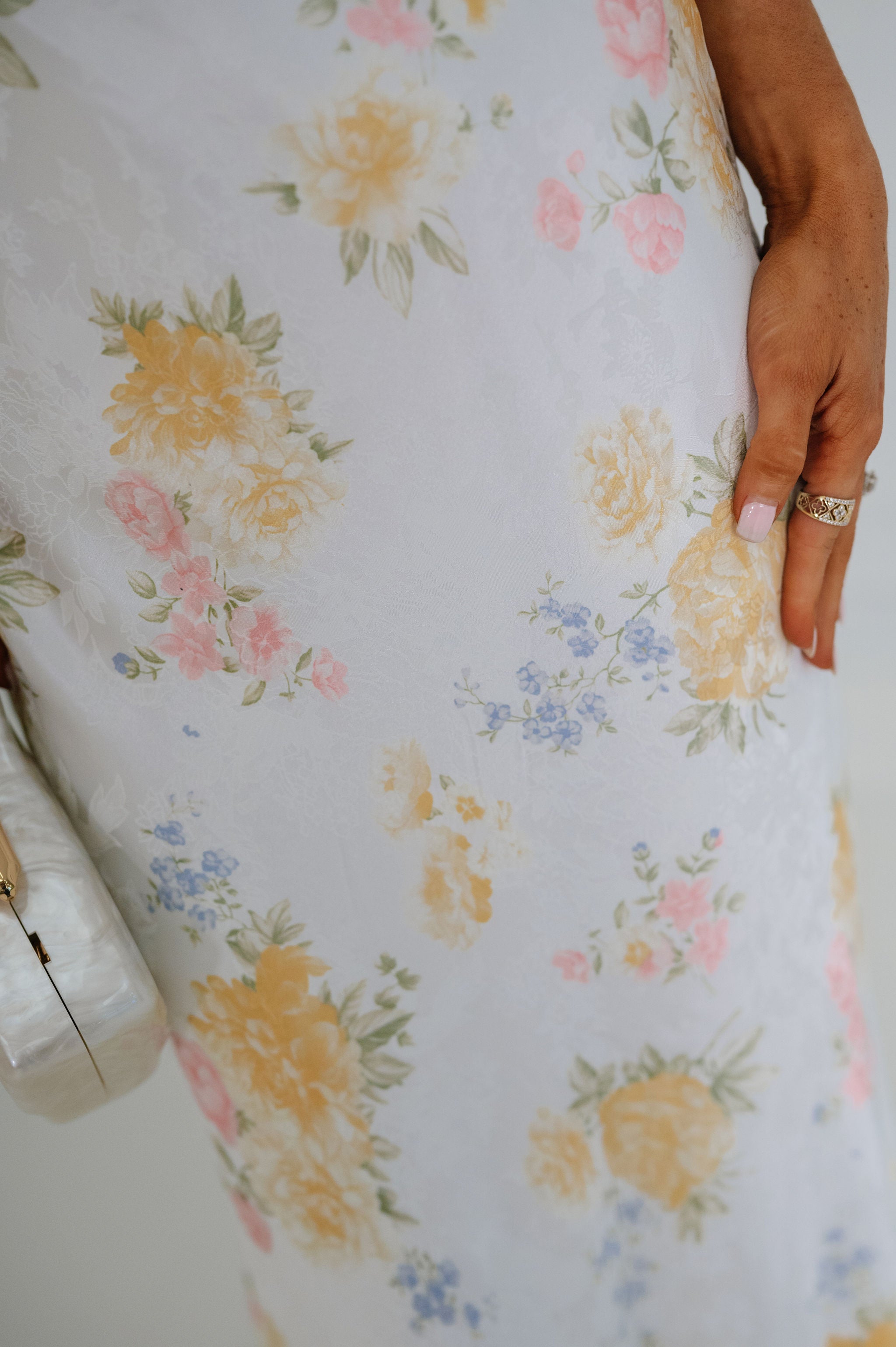Millie Jacquard Pleated Maxi Dress-Off White