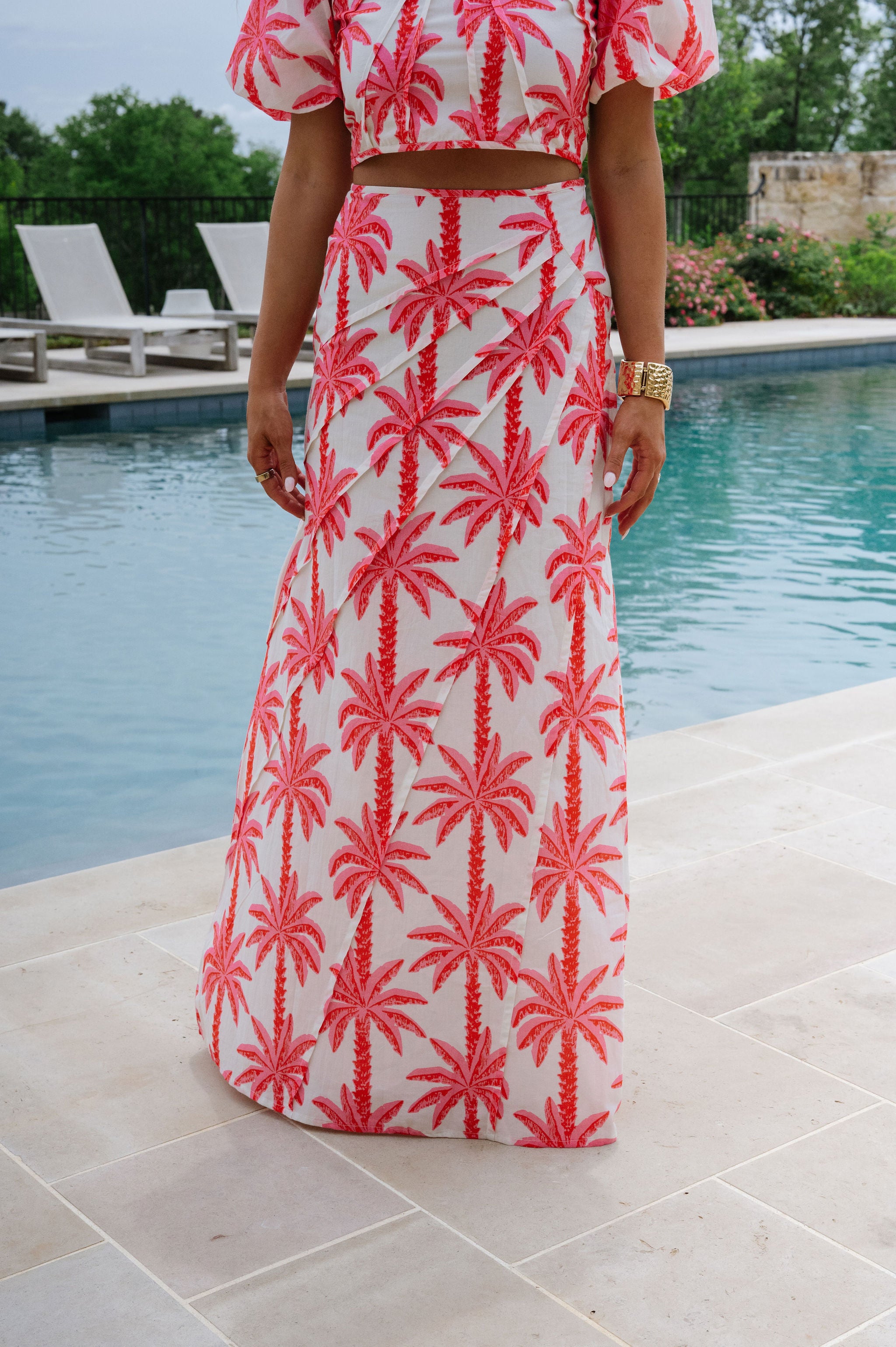 Palmer Maxi Skirt Set-Pink Palm