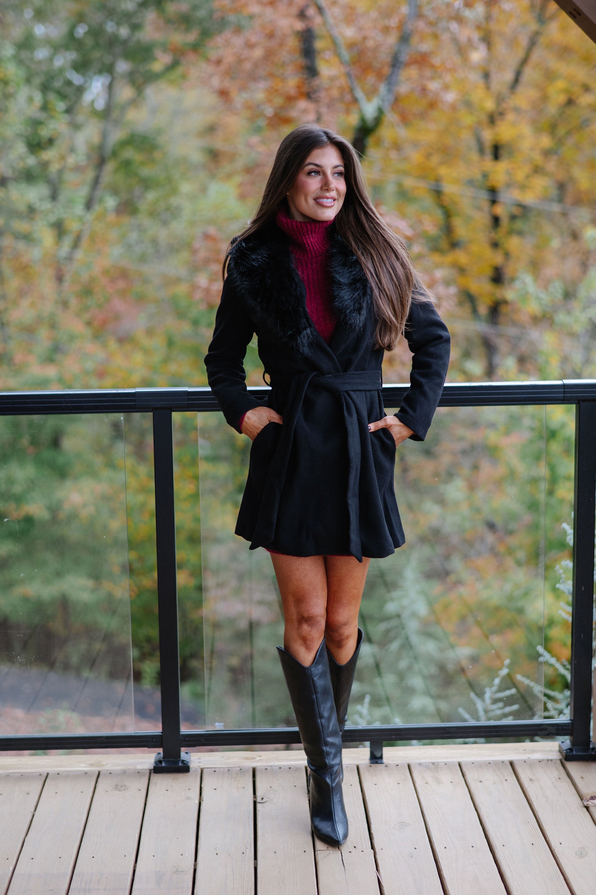 Isla Belted Coat-Black