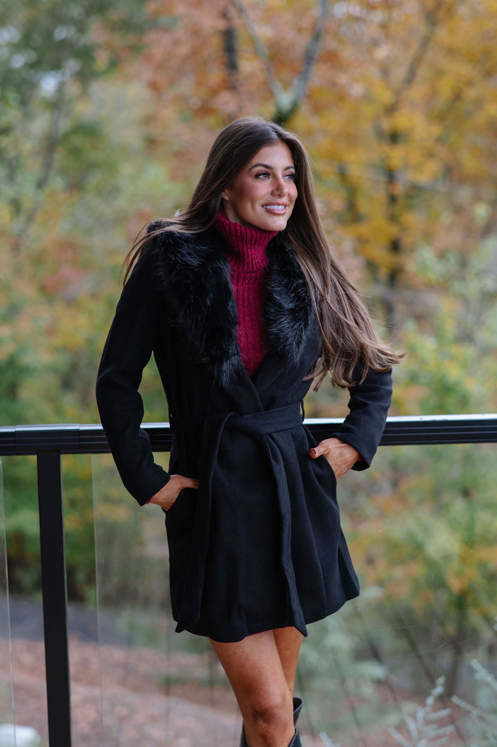 Isla Belted Coat-Black