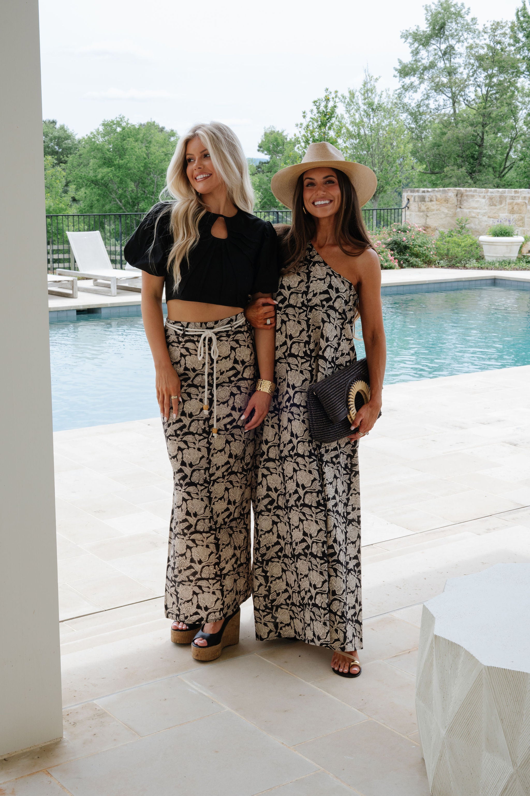 Tulum One Shoulder Maxi-Black/Cream Floral
