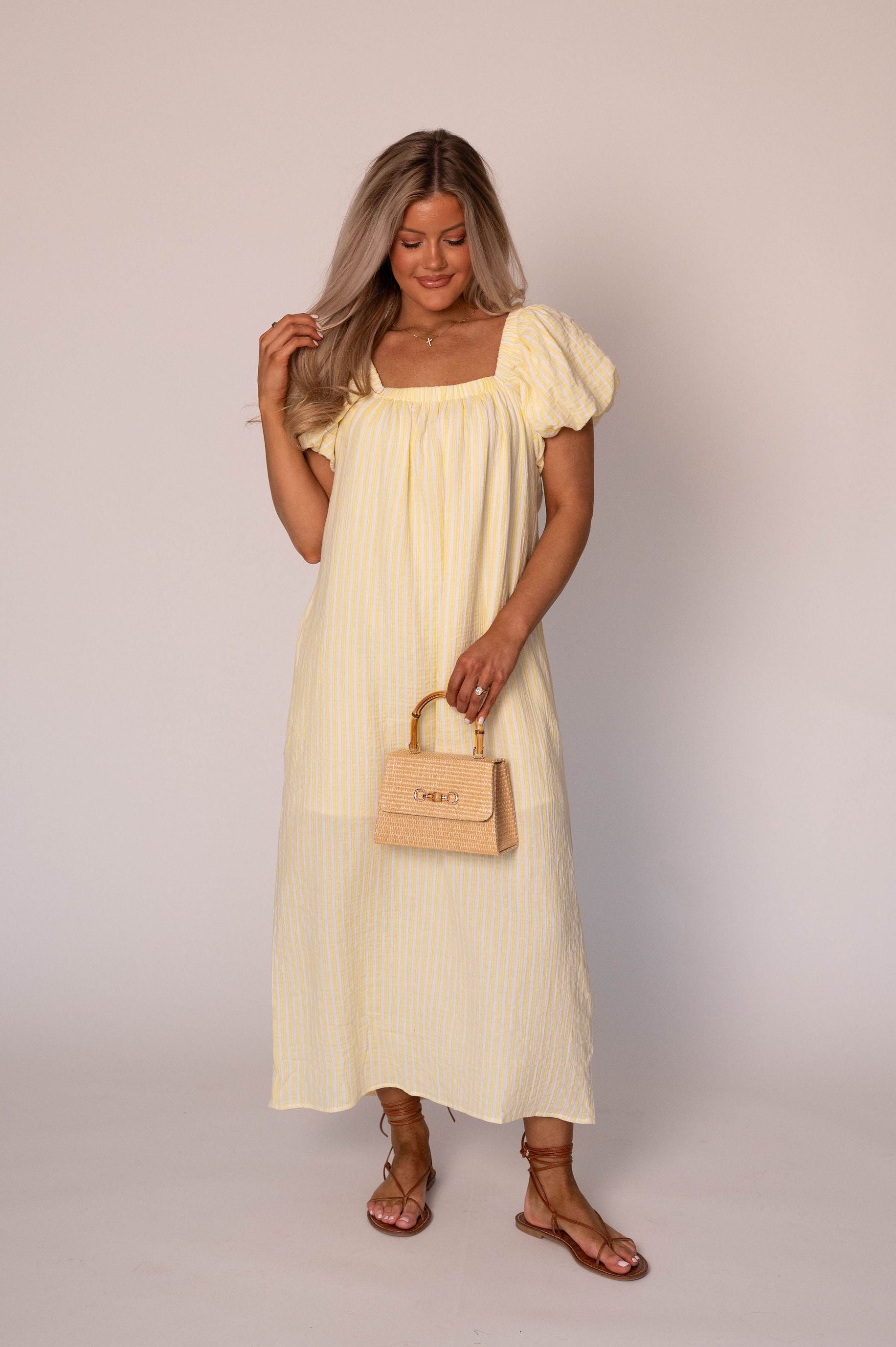 Griffin Stripe Dress-Yellow