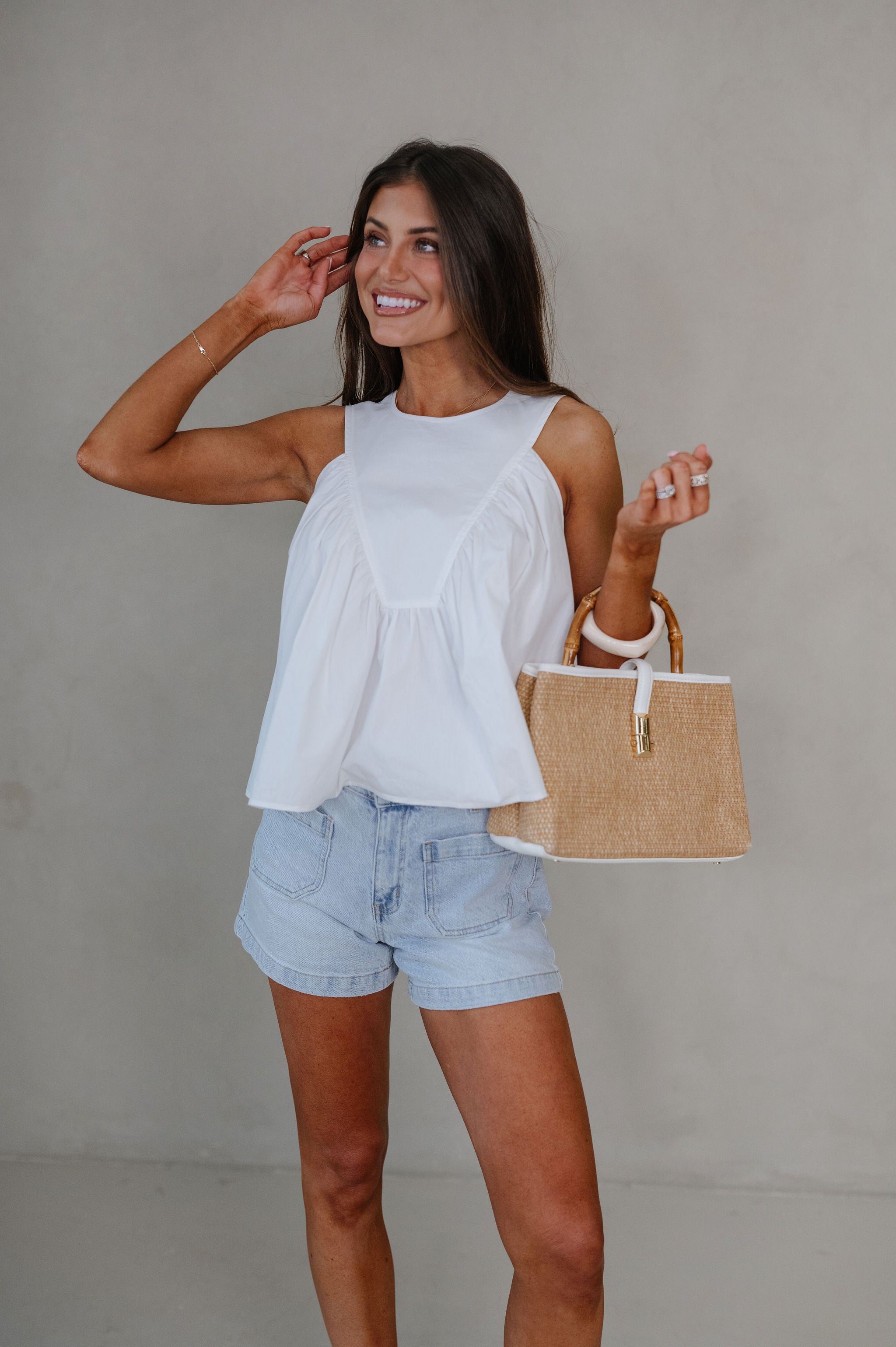 Quinn Poplin Top-Off White