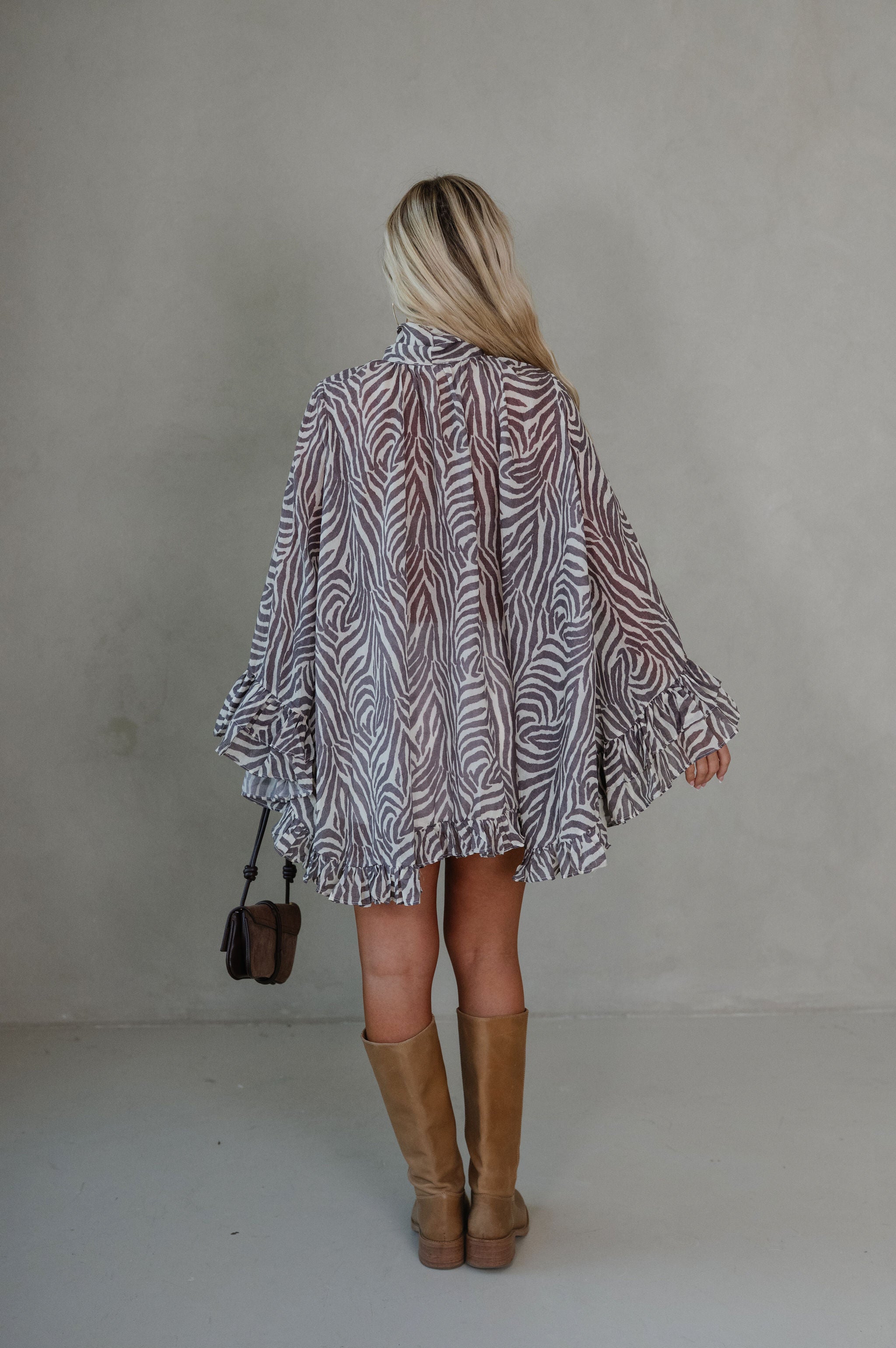 Zebra Print Ruffle Blouse