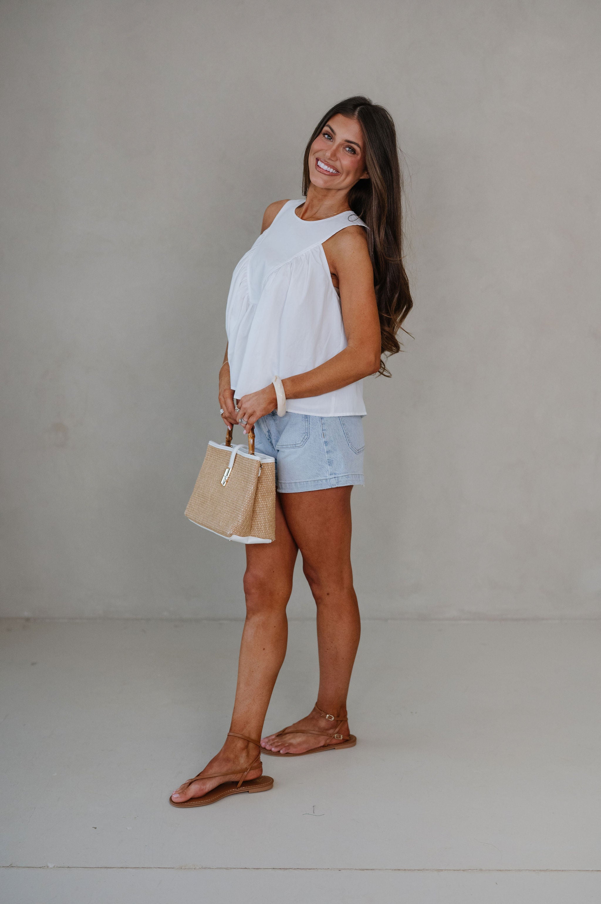 Quinn Poplin Top-Off White